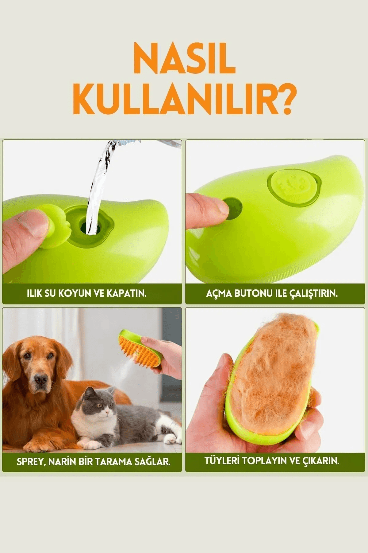 Buharlı Kedi & Köpek Yıkama Fırçası Tarağı Yumuşak Silikon Karışık Renk