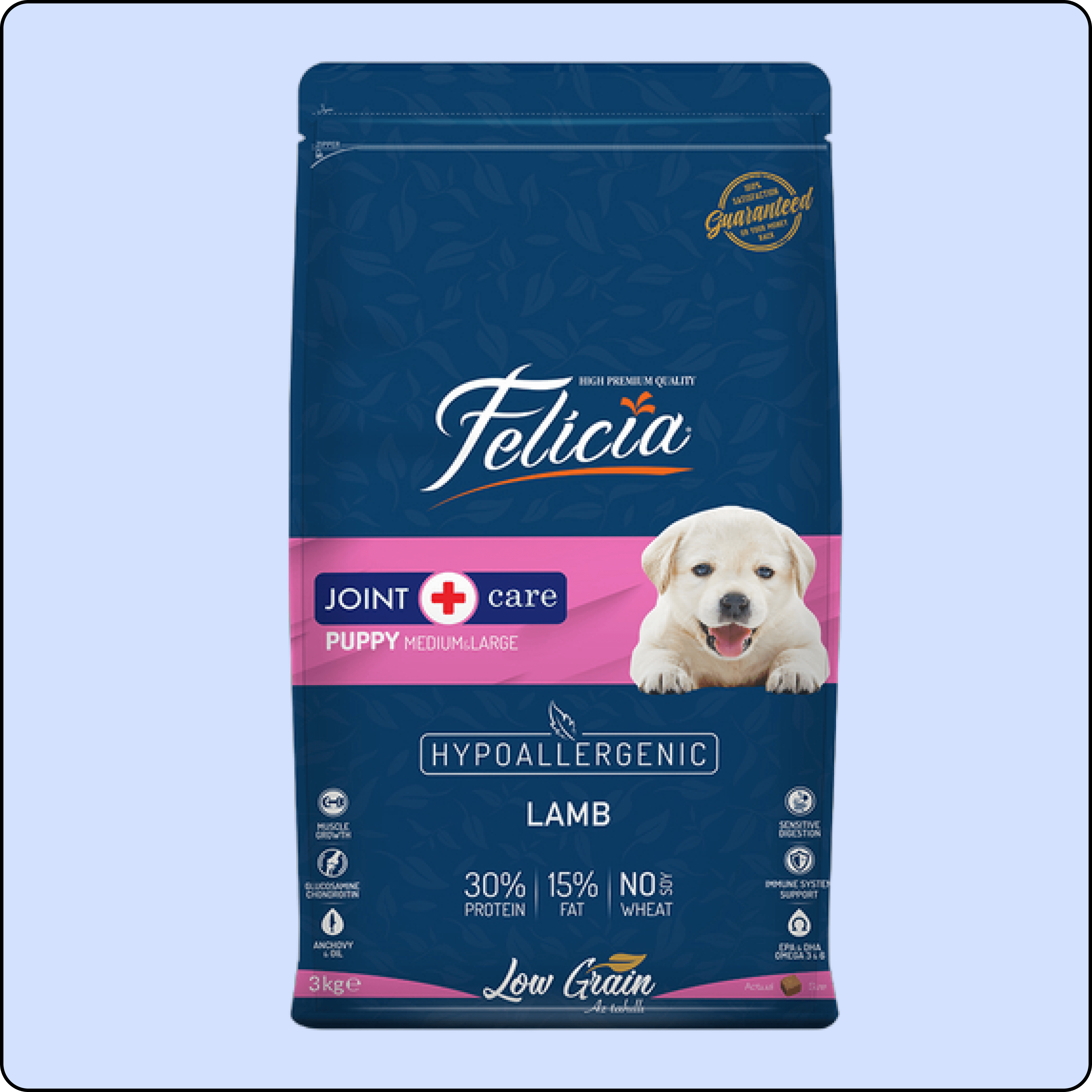 Felicia HypoAllergenic Kuzulu Orta ve Büyük Irk Düşük Tahıllı Yavru Köpek Maması 3 kg