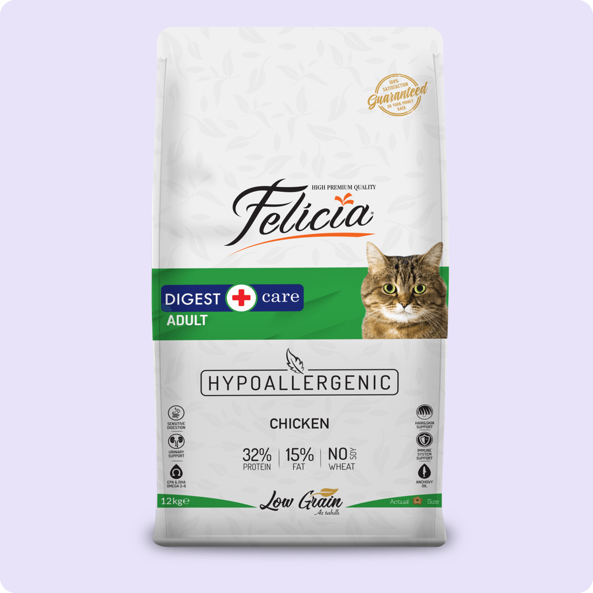 Felicia HypoAllergenic Tavuklu ve Hamsili Düşük Tahıllı Yetişkin Kedi Maması 12 kg