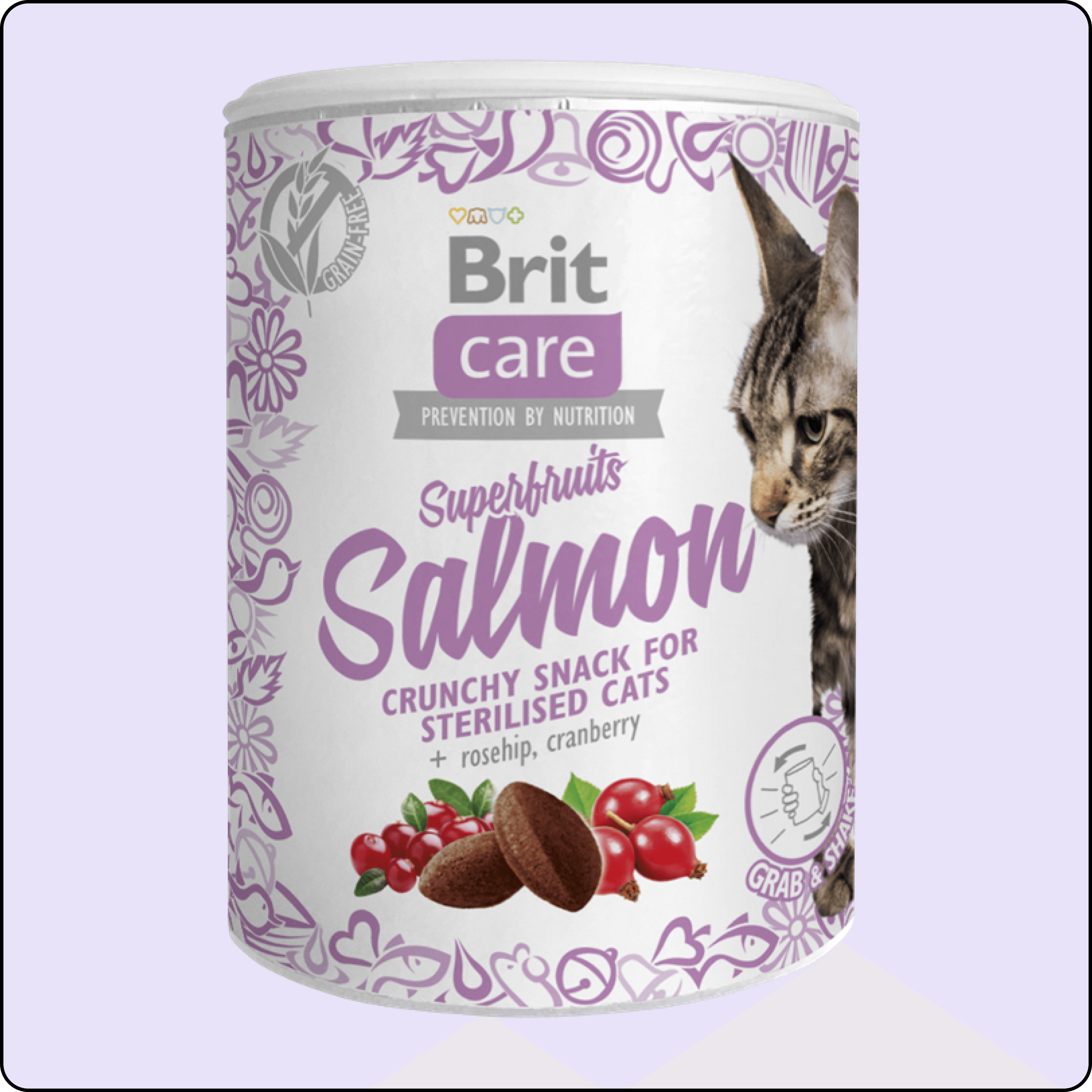 Brit Care Superfruits Somonlu ve Kızılcıklı Kıtır Kısırlaştırılmış Kedi Ödül Maması 100 gr