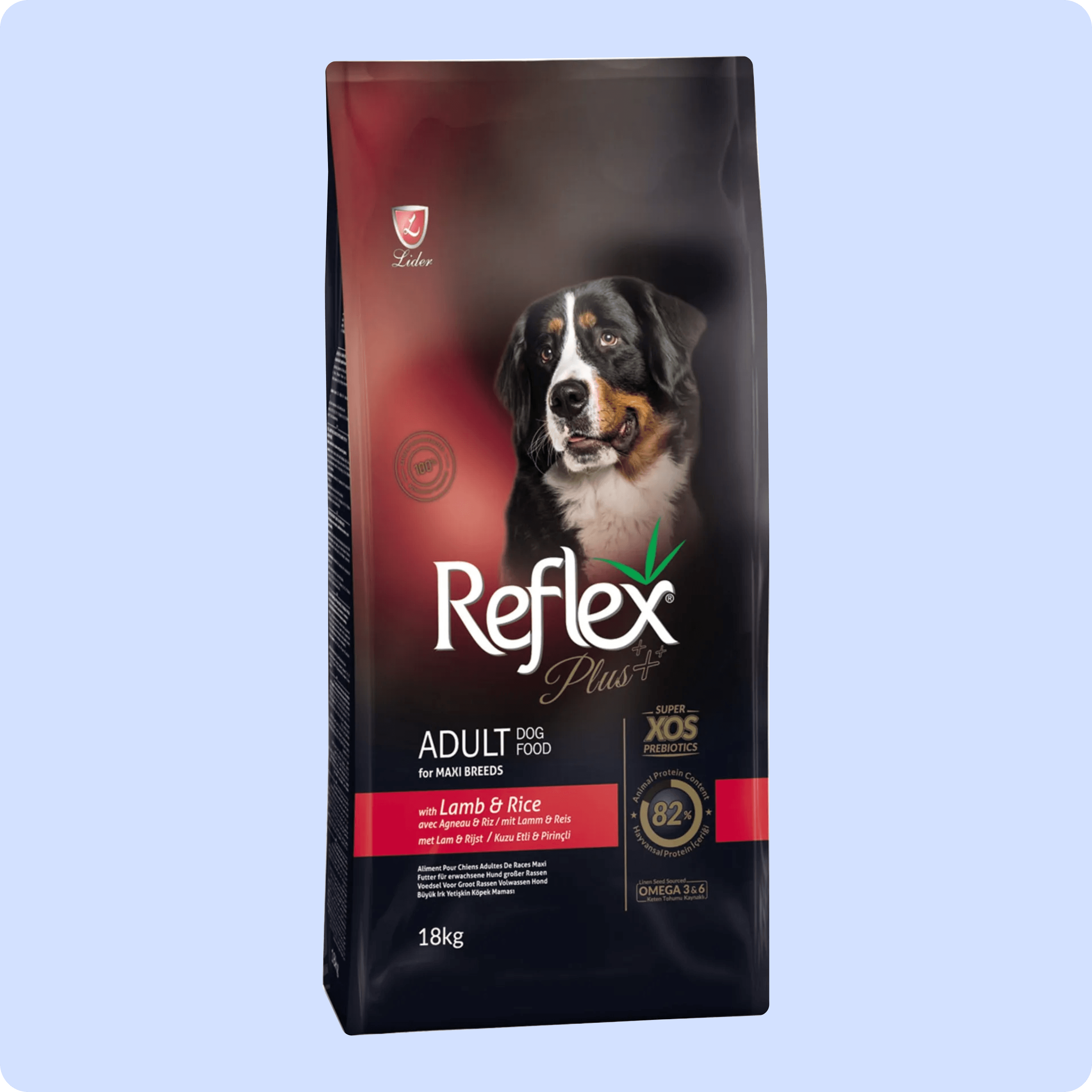 Reflex Plus Büyük Irk Kuzulu ve Pirinçli Yetişkin Köpek Maması 18 kg