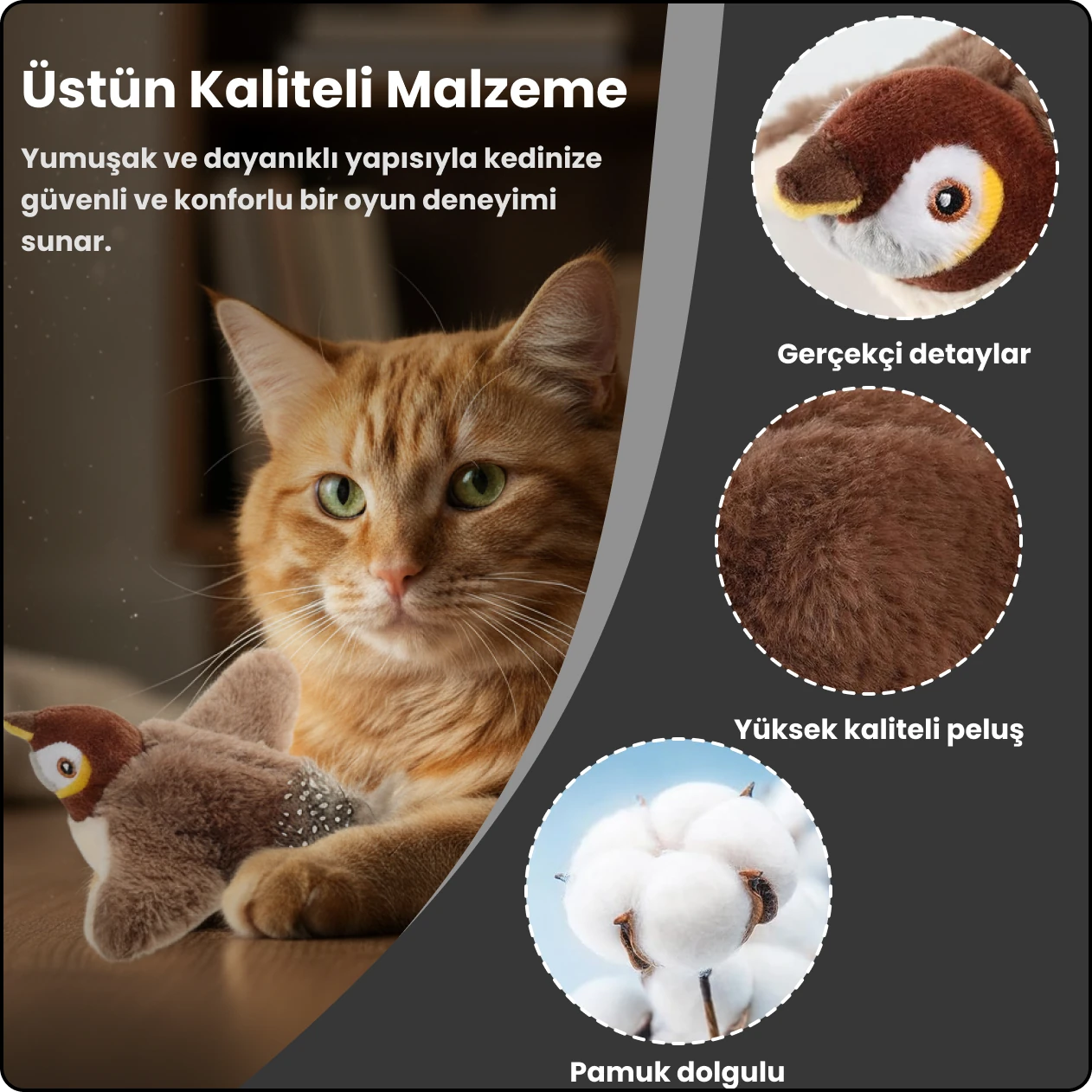 Sesli ve Kanat Çırpan Uçan Kuş Kedi Oyuncağı | Etkileşimli Eğlence, Gerçekçi Deneyim