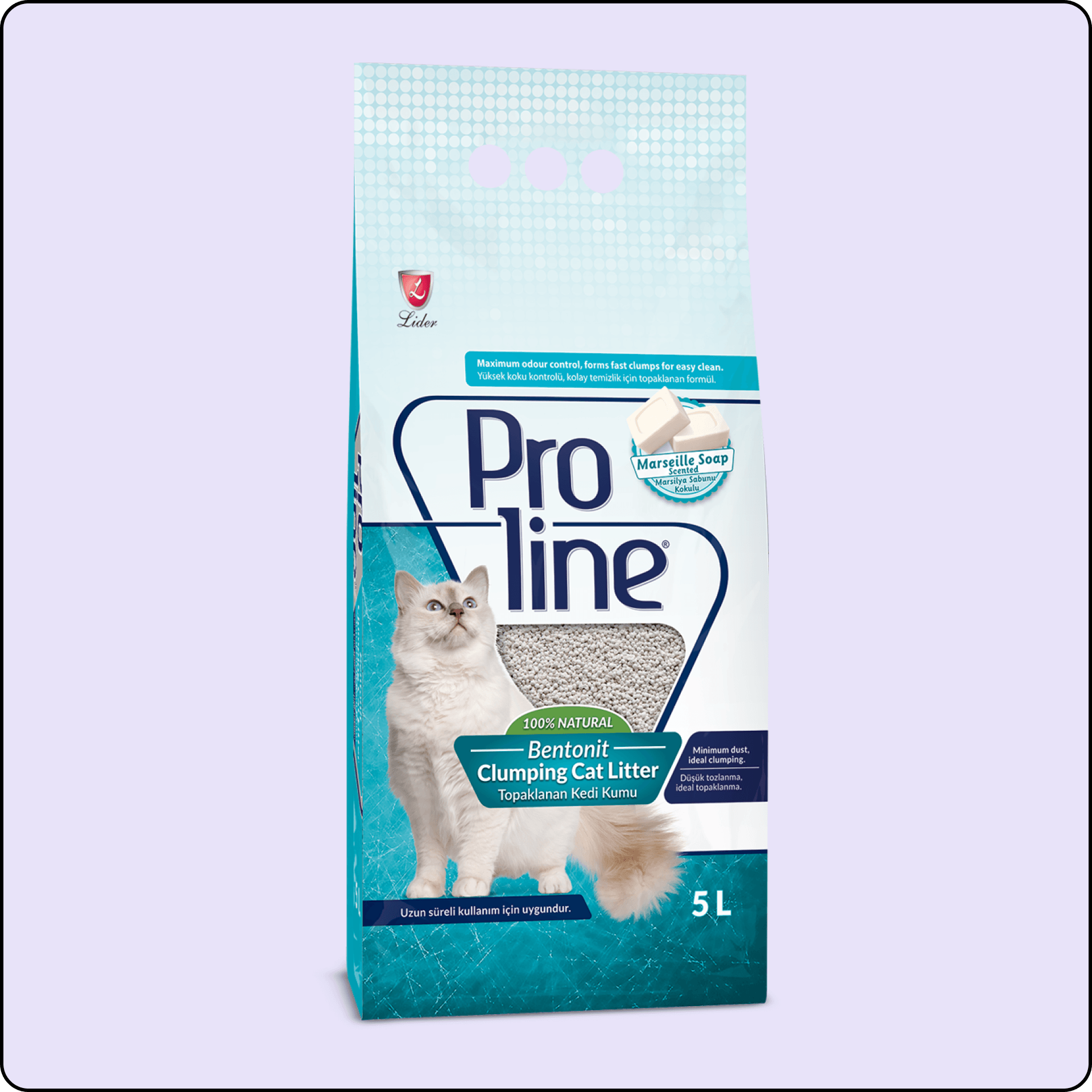 Proline Marsilya Sabun Kokulu Topaklanan Bentonit Kedi Kumu 5 lt