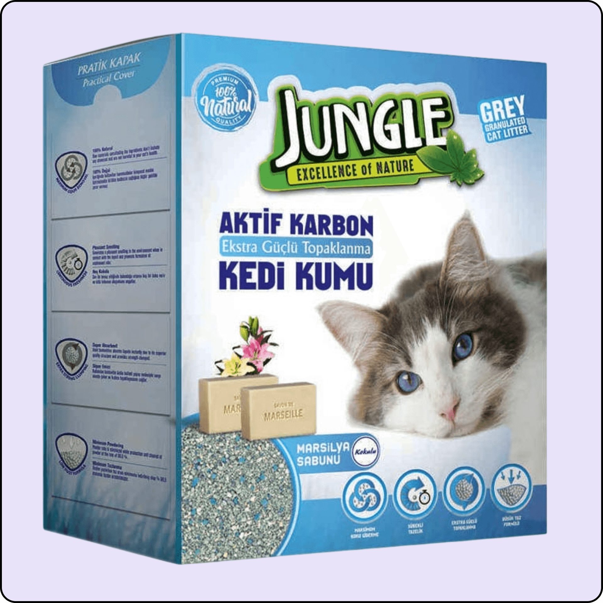 Jungle Aktif Karbonlu Ve Marsilya Sabunlu Kedi Kumu 6 lt
