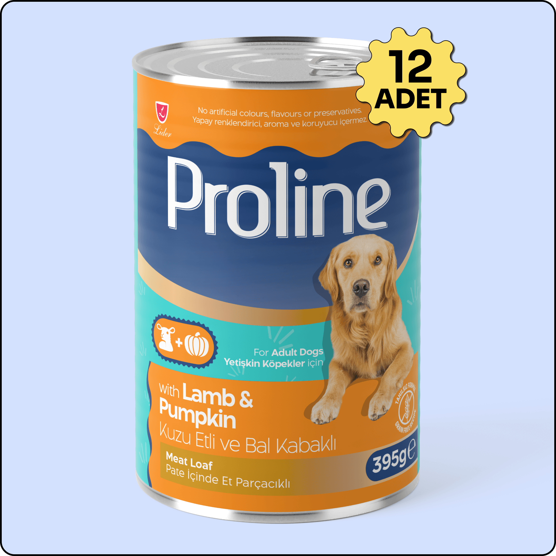 Proline Sos İçinde Parça Kuzu Etli ve Balkabaklı Yetişkin Köpek Konservesi 400 gr 12 Adet