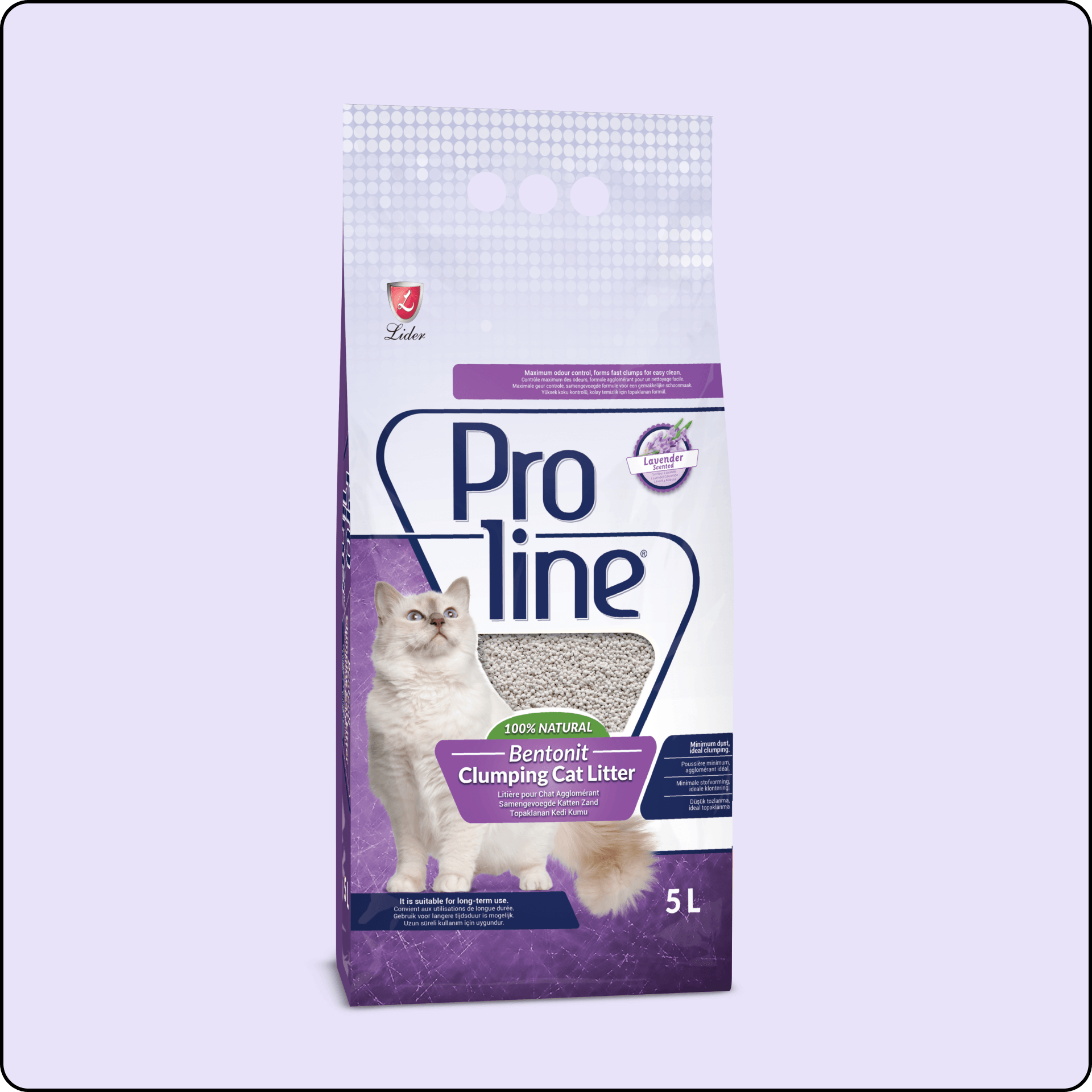 Proline Lavanta Kokulu Topaklanan Bentonit Kedi Kumu 5 lt