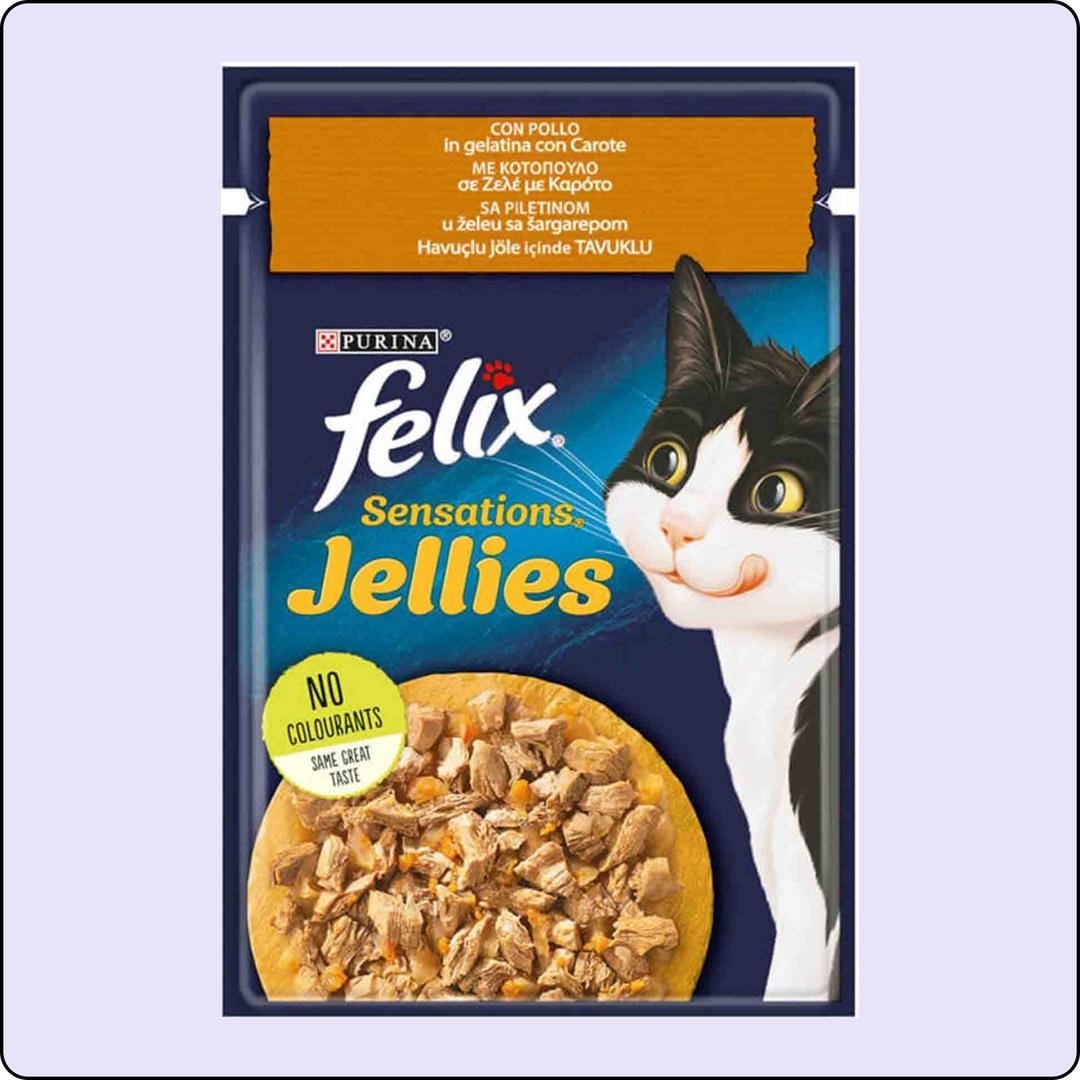 Felix Pouch Jöle İçinde Tavuklu ve Havuçlu Yetişkin Kedi Konservesi 85 gr 26'lı