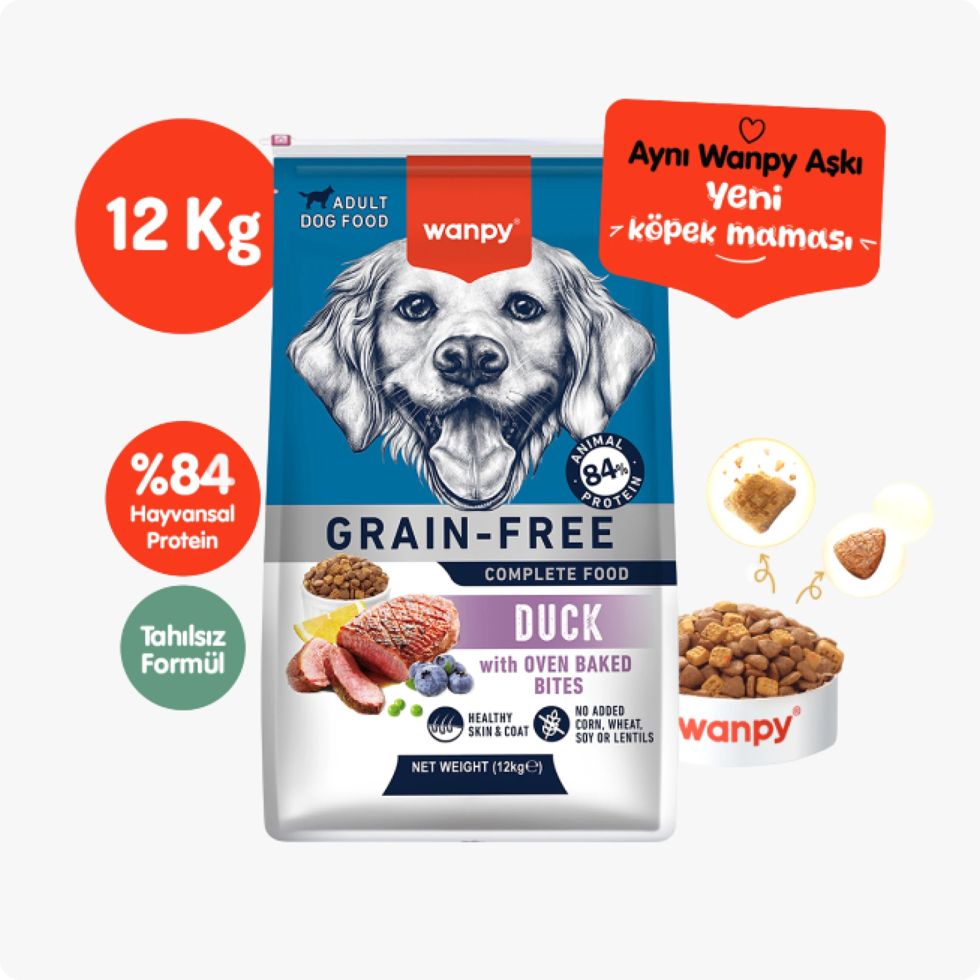 Wanpy Tahılsız Ördekli Yetişkin Köpek Maması 12 kg