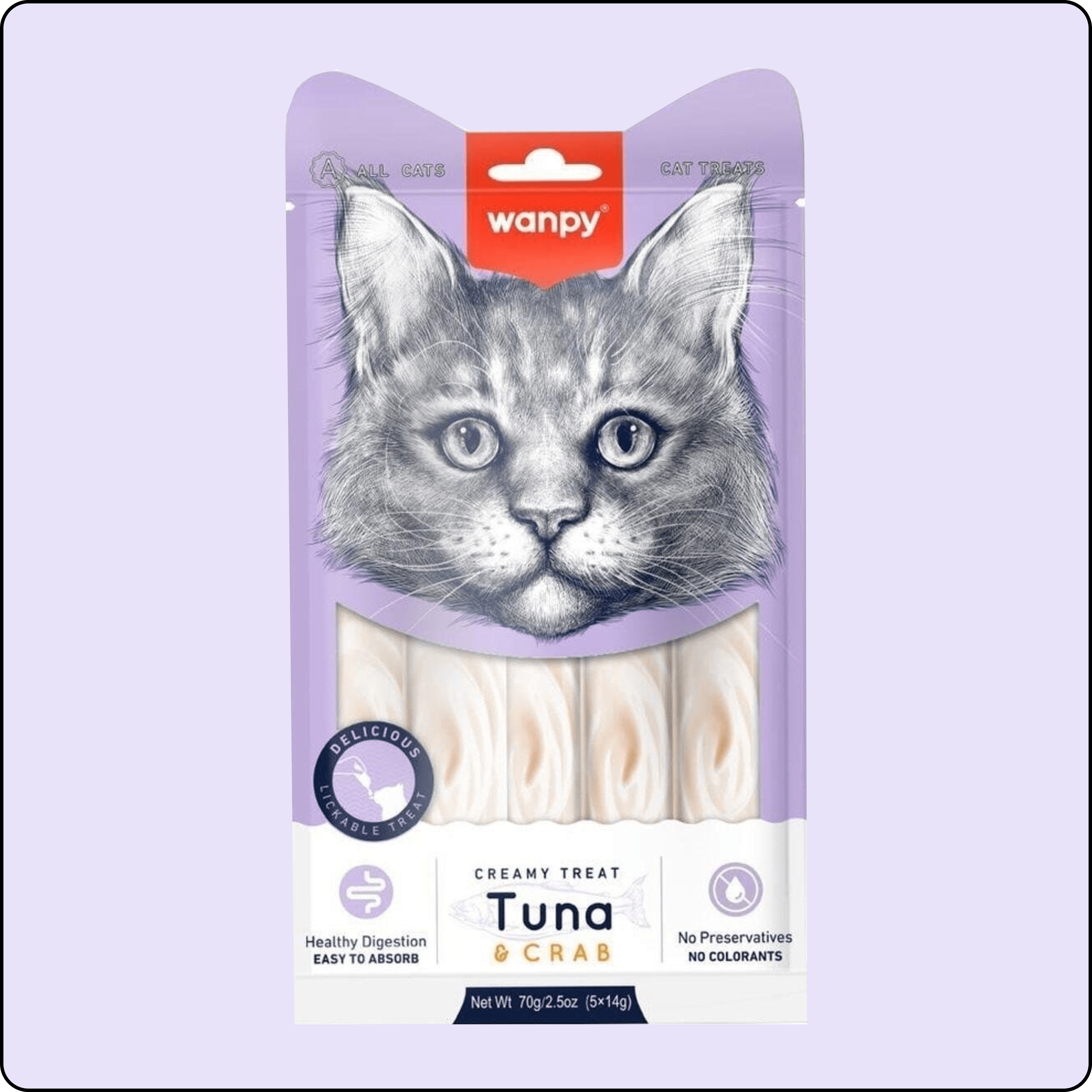 Wanpy Ton Balıklı ve Yengeçli Kedi Ödül Kreması 14 gr (5'li)