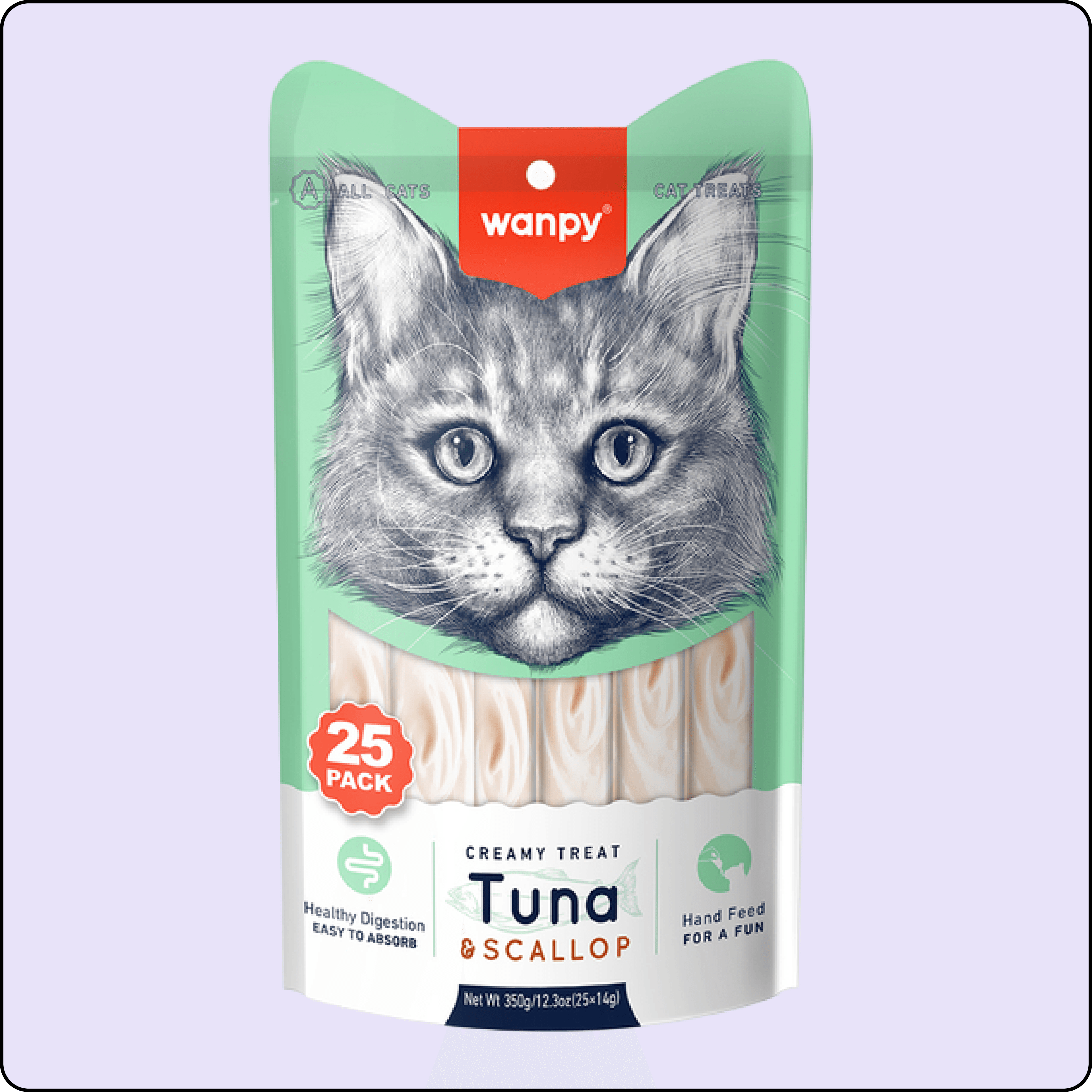 Wanpy Ton Balıklı ve Deniz Taraklı Krema Kedi Ödül 25'li 14 gr