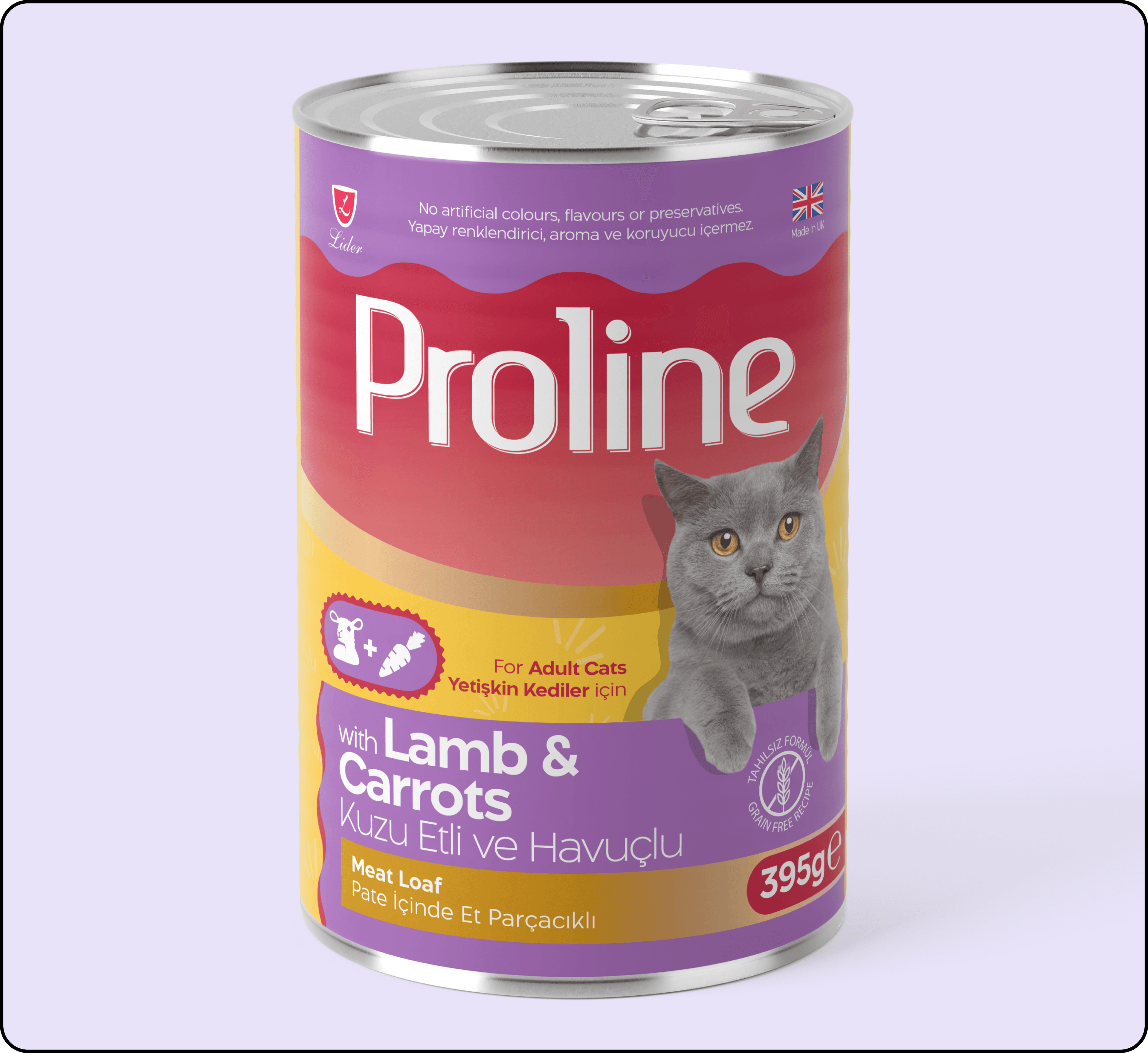 Proline Sos İçinde Parça Kuzu Etli ve Havuçlu Yetişkin Kedi Konservesi 395 gr