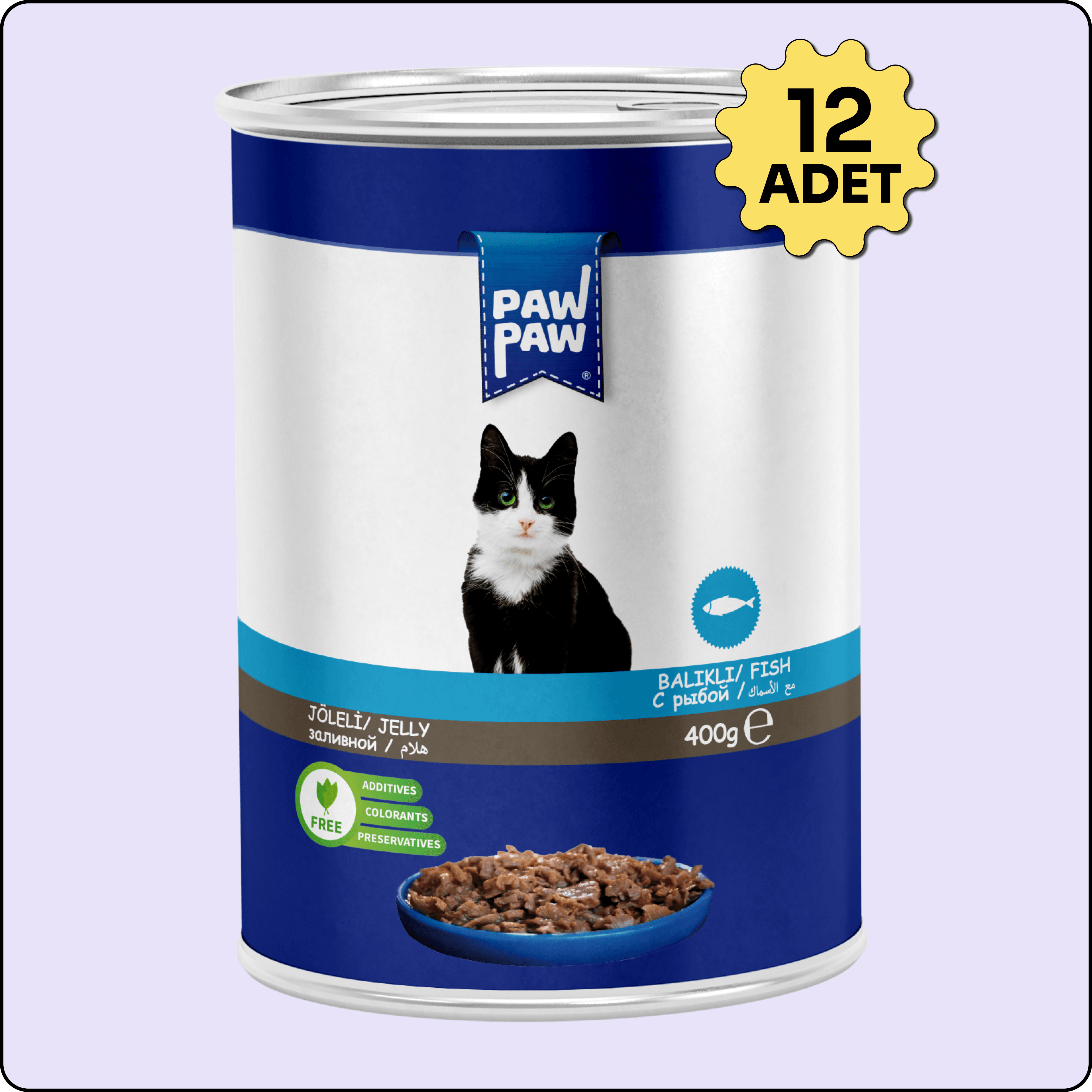Paw Paw Balık Etli Yetişkin Kedi Konserve Maması 400 gr 12 Adet