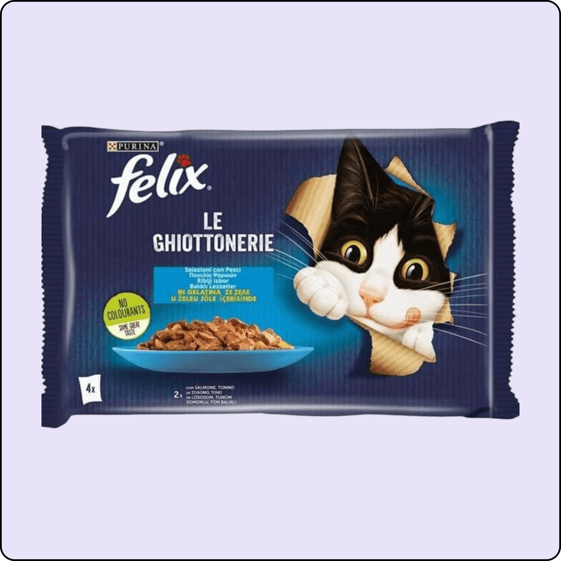 Felix Jöle İçinde Somonlu ve Ton Balıklı Yetişkin Kedi Pouch 85 gr 4'lü 