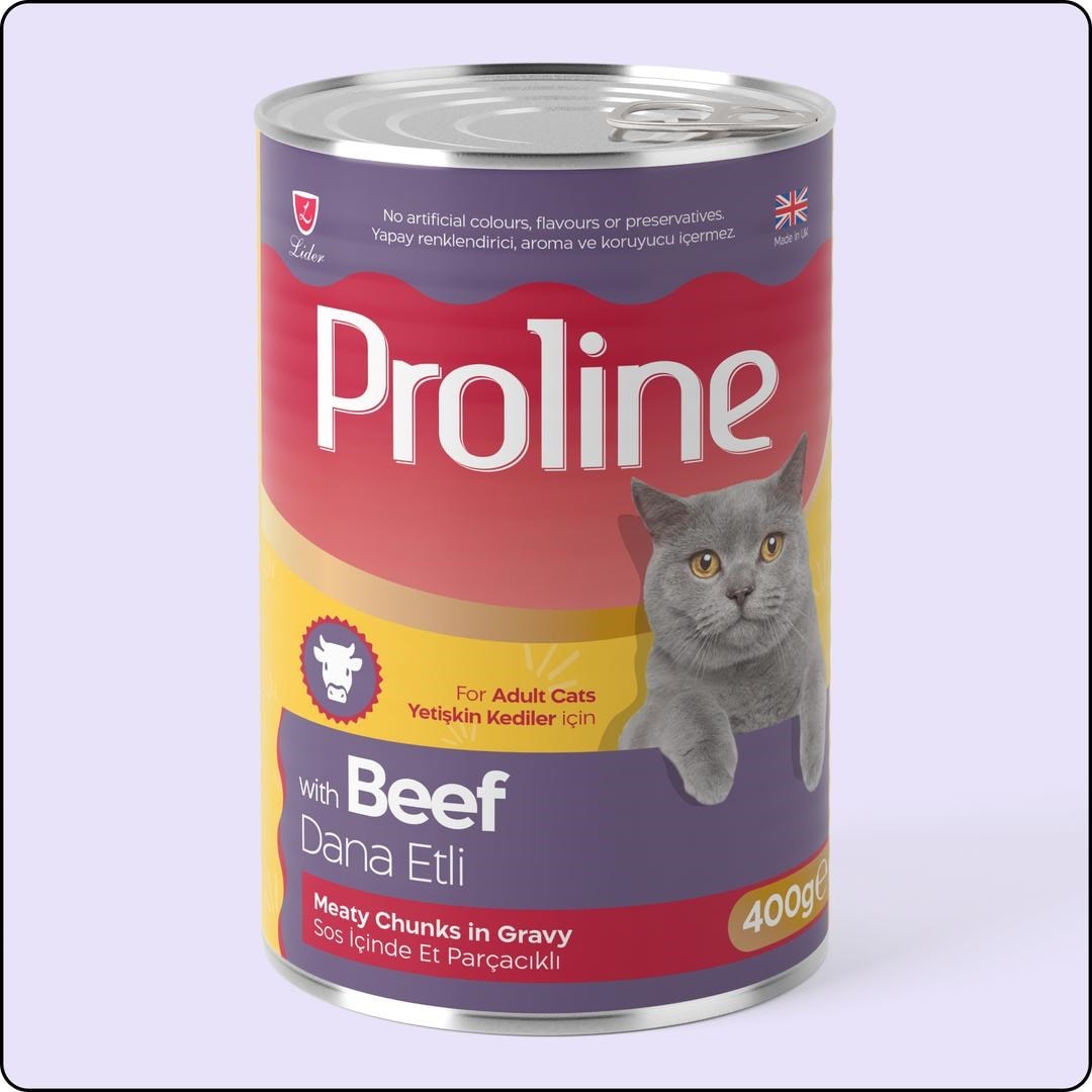 Proline Sos İçinde Parça Dana Etli Yetişkin Kedi Konservesi 400 gr 12 Adet
