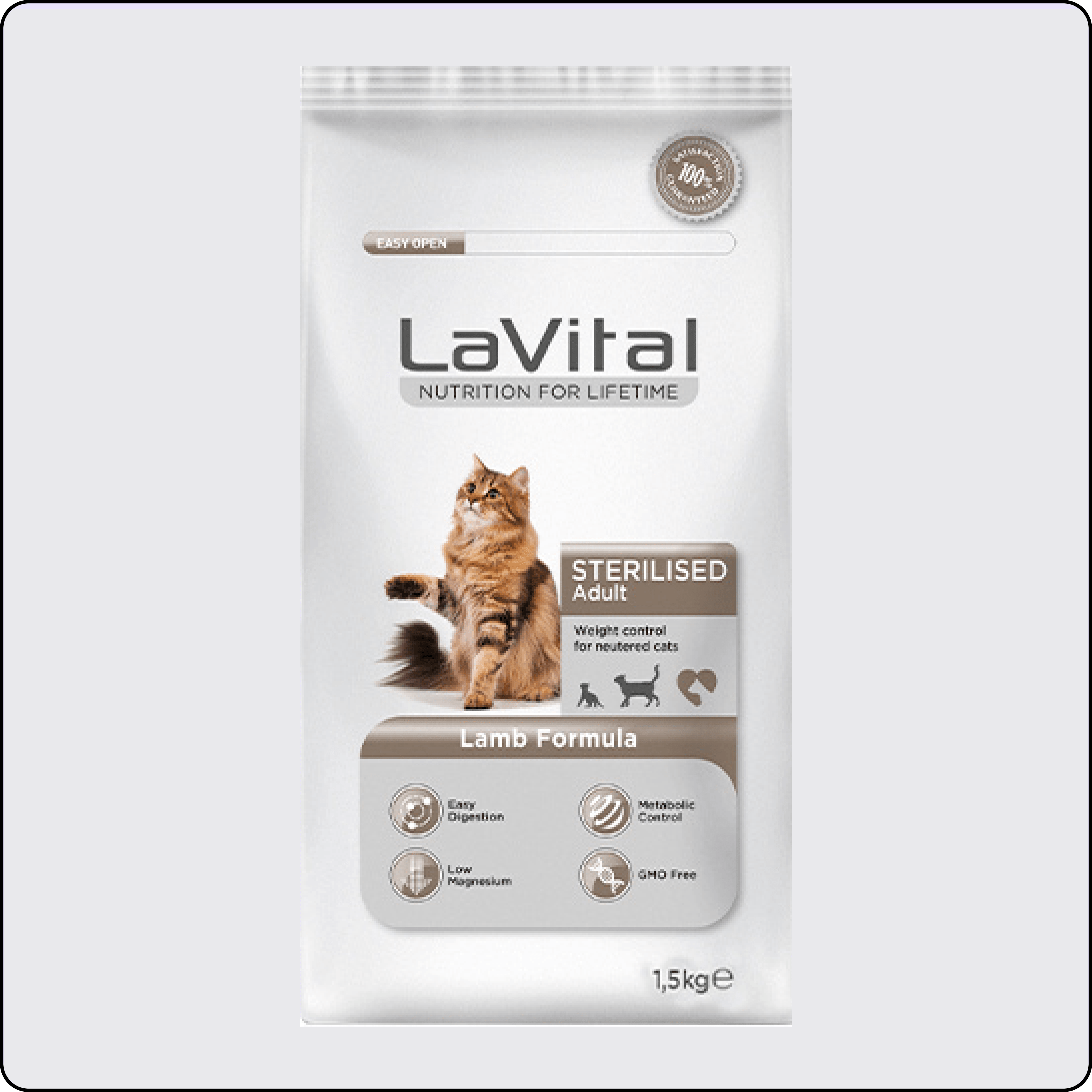 LaVital Kilo Kontrolü için Kuzulu Kısırlaştırılmış Kedi Maması 1,5kg