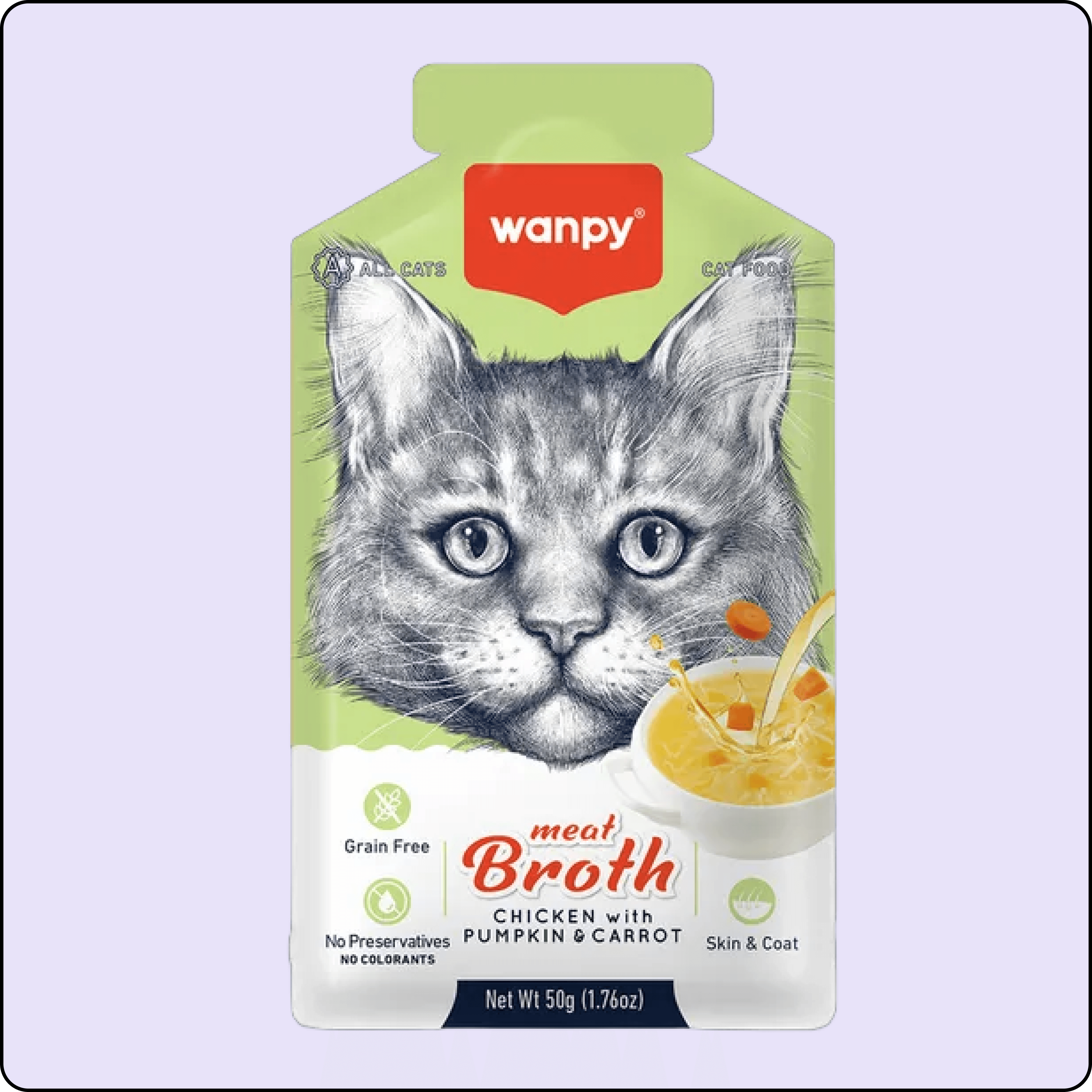 Wanpy Tavuk Etli Bal Kabaklı ve Havuçlu Tahılsız Kedi Çorbası 50 gr