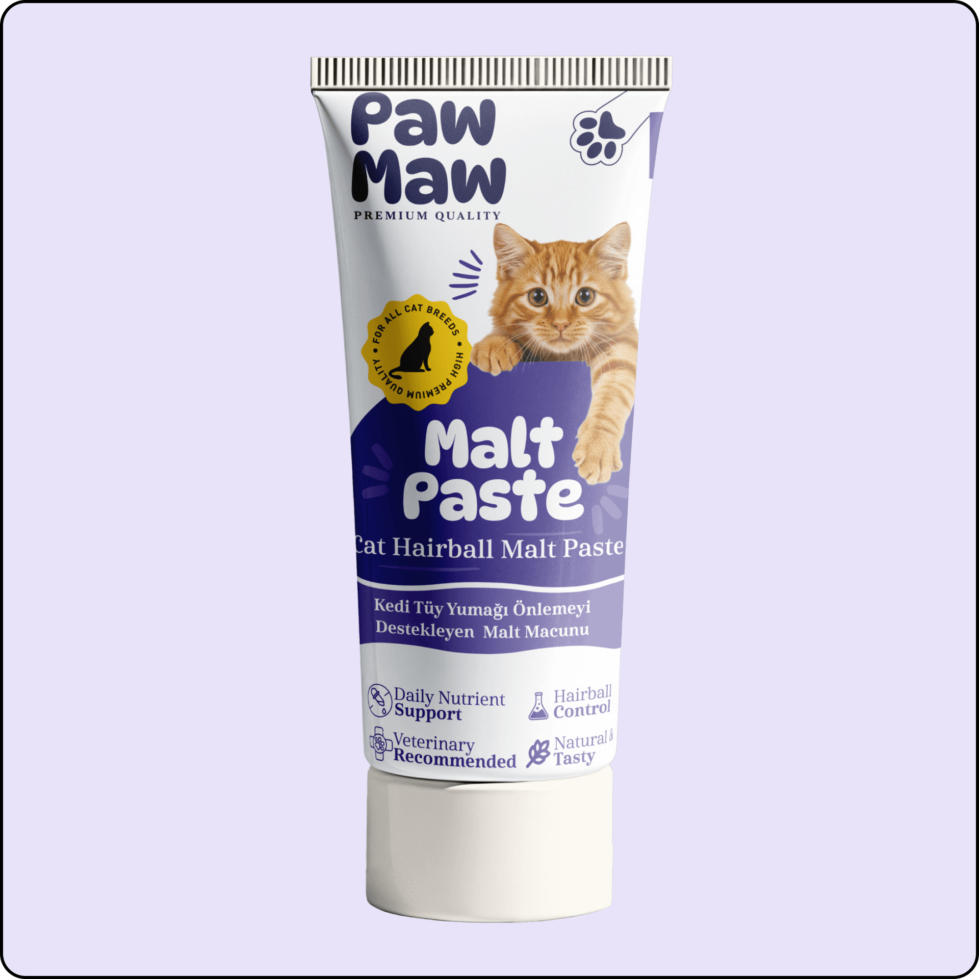 Paw Maw Malt Paste Kedi Tüy Yumağı Önlemeyi Destekleyen Malt Macunu 100 gr