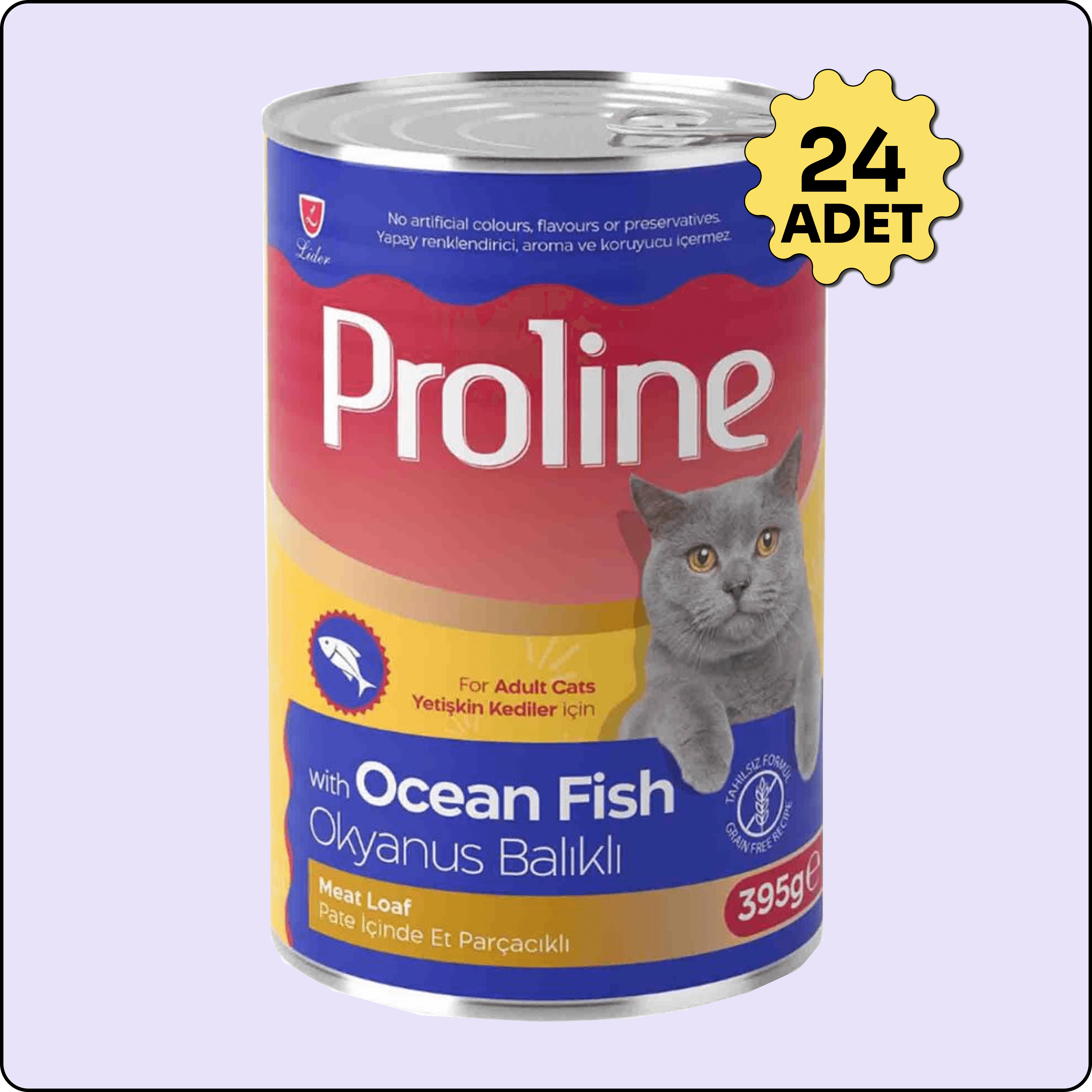 Proline Okyanus Balıklı Pate Yetişkin Kedi Konservesi 395 gr 24 Adet 
