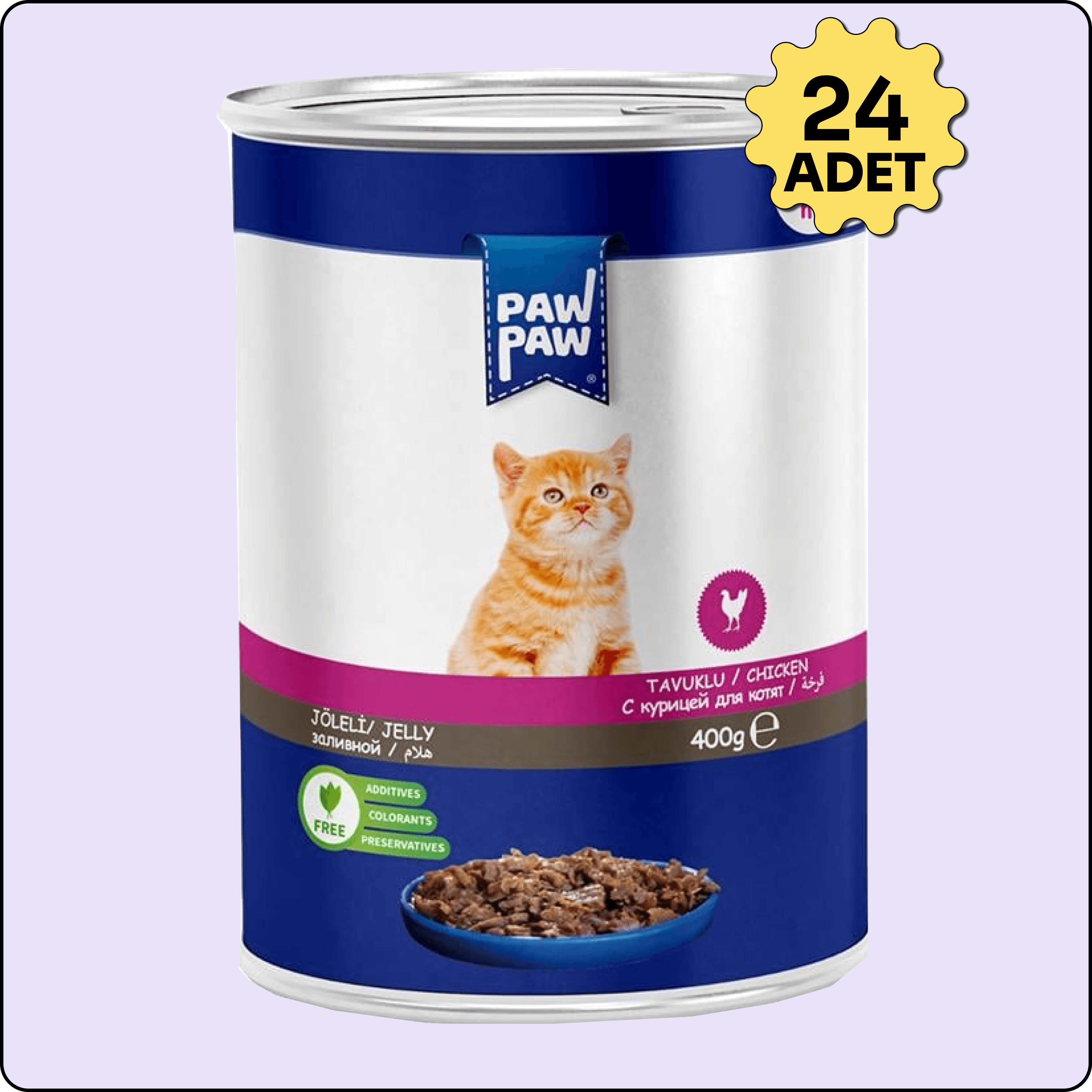 Paw Paw Tavuk Etli Yavru Kedi Konserve Maması 400 gr 24 Adet