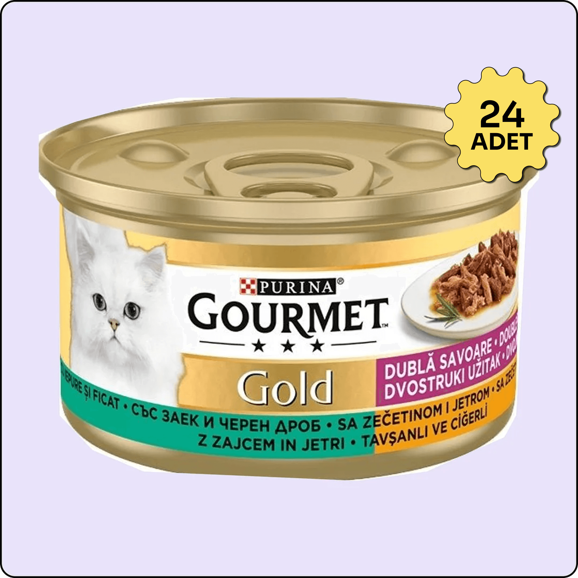 Gourmet Gold Parça Etli Ciğerli Tavşanlı Kedi Konservesi 85 gr 24'lü