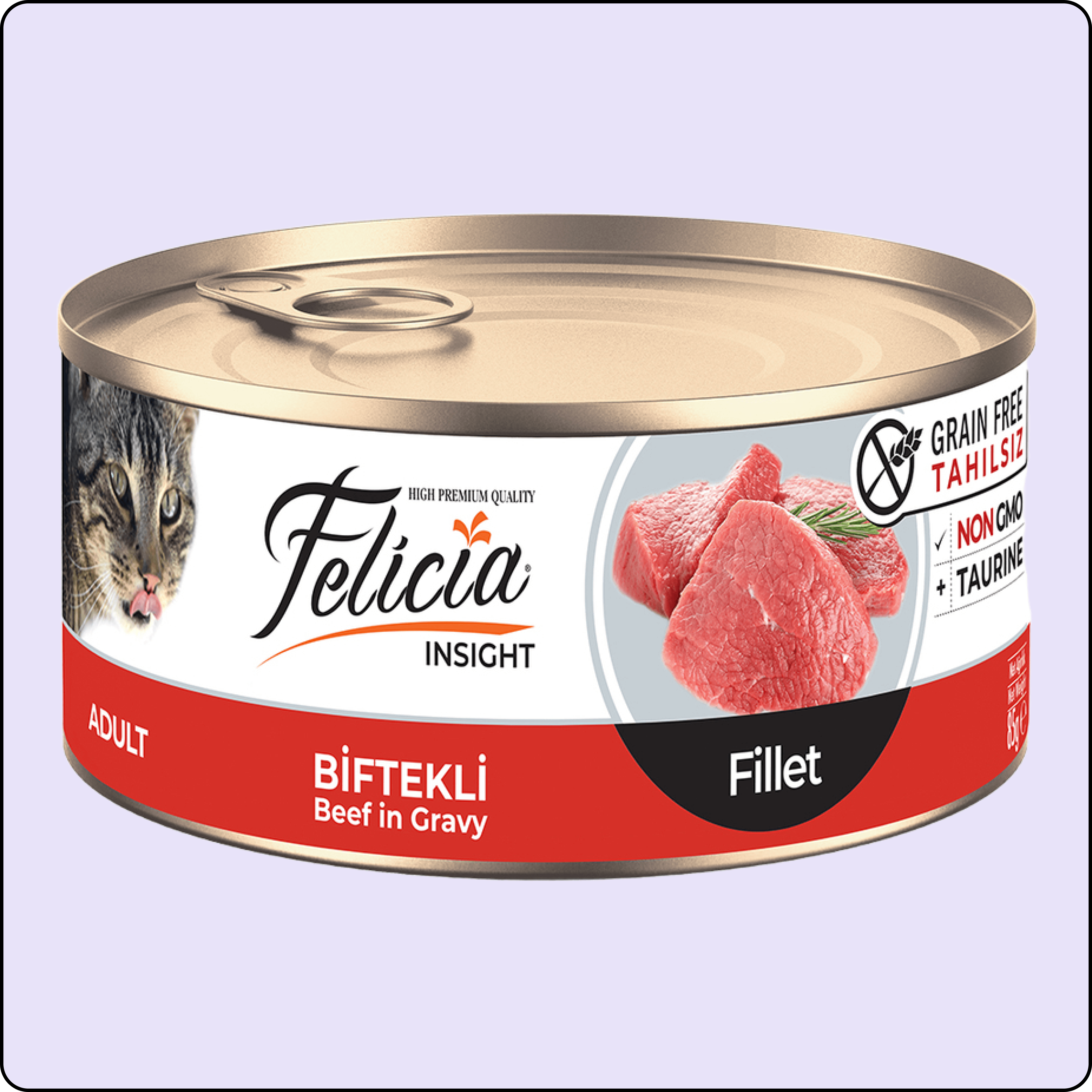 Felicia Fileto Biftekli Tahılsız Yetişkin Kedi Konservesi 85 gr