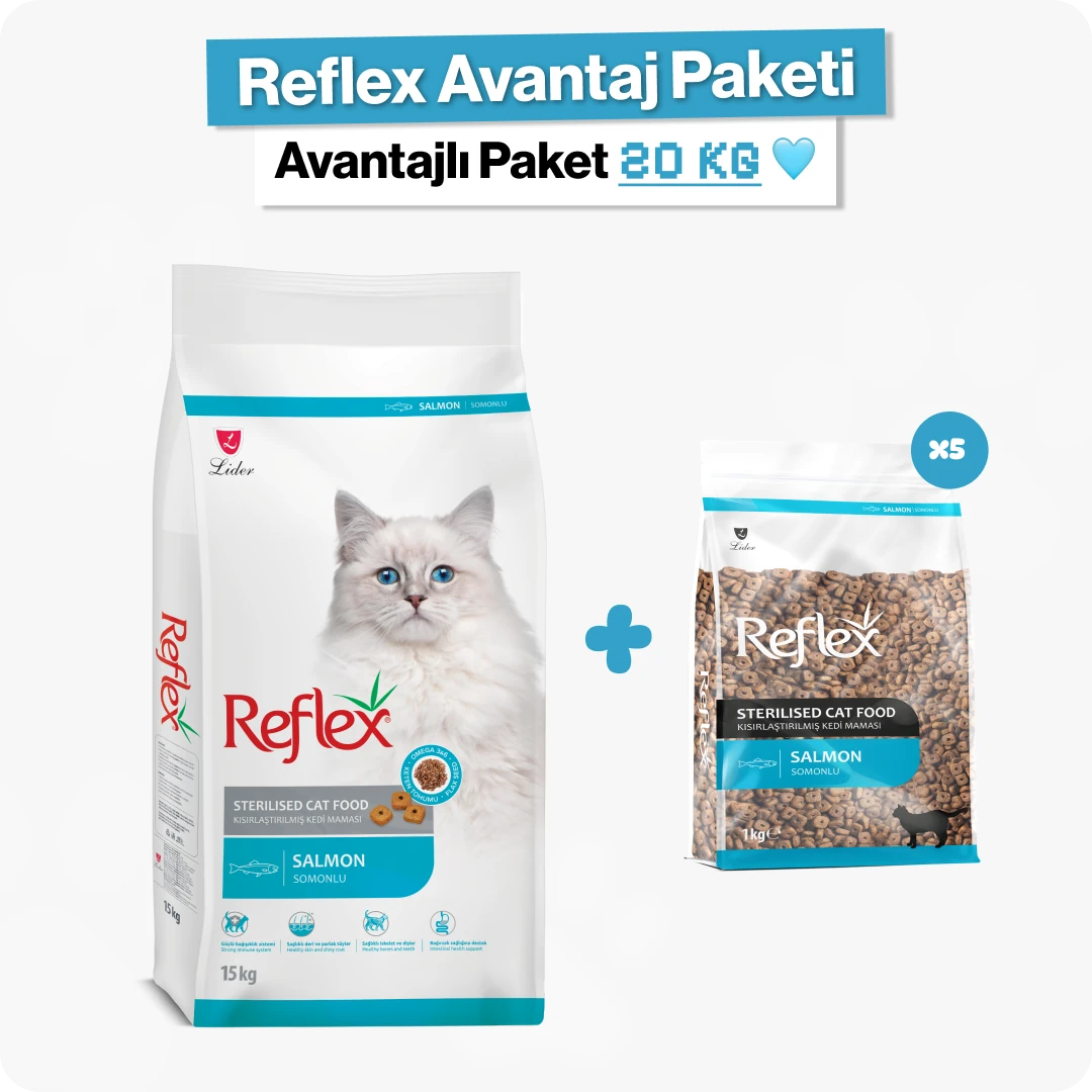 Reflex Somonlu Kısırlaştırılmış Yetişkin Kedi Maması Mega Paket 20 kg