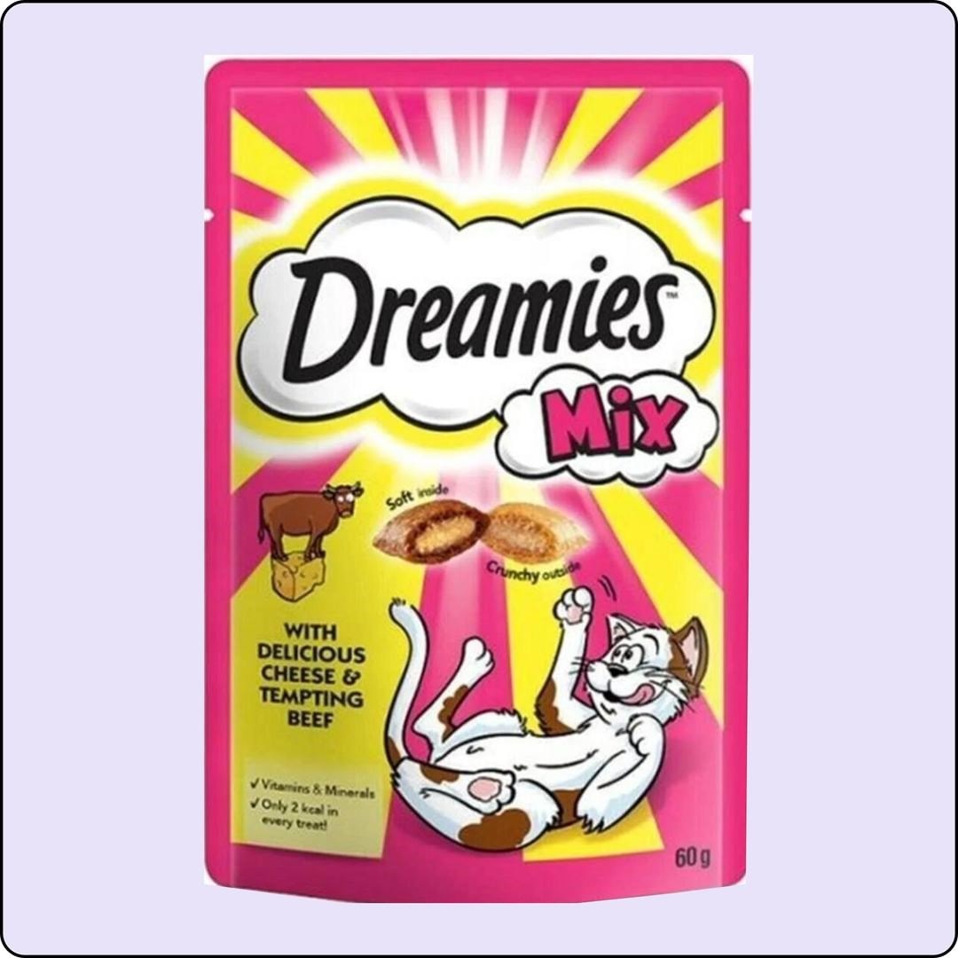 Dreamies Mix İç Dolgulu Sığır Etli ve Peynirli Kedi Ödül Bisküvisi 60 gr 24 Adet 