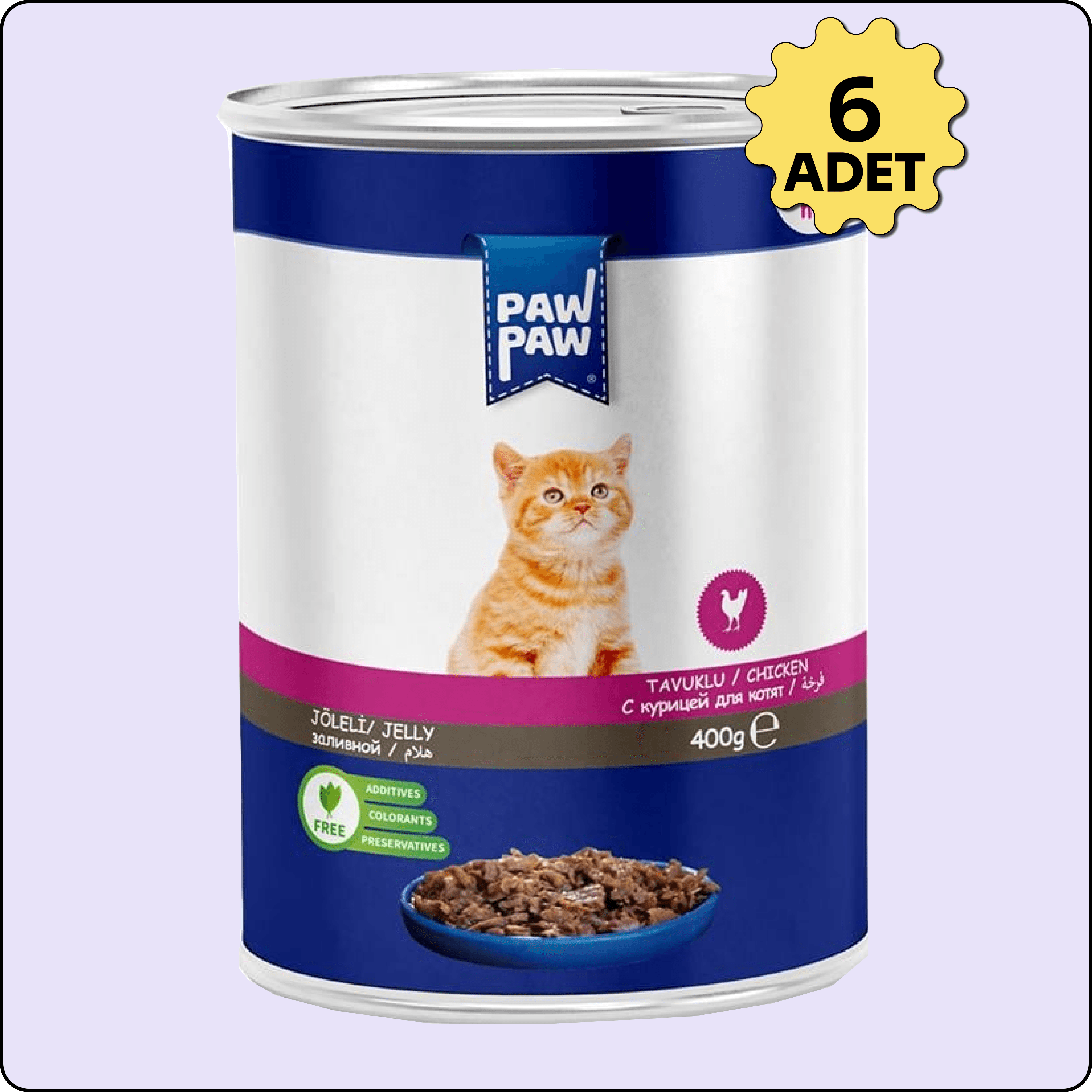 Paw Paw Tavuk Etli Yavru Kedi Konserve Maması 400 gr 6 Adet