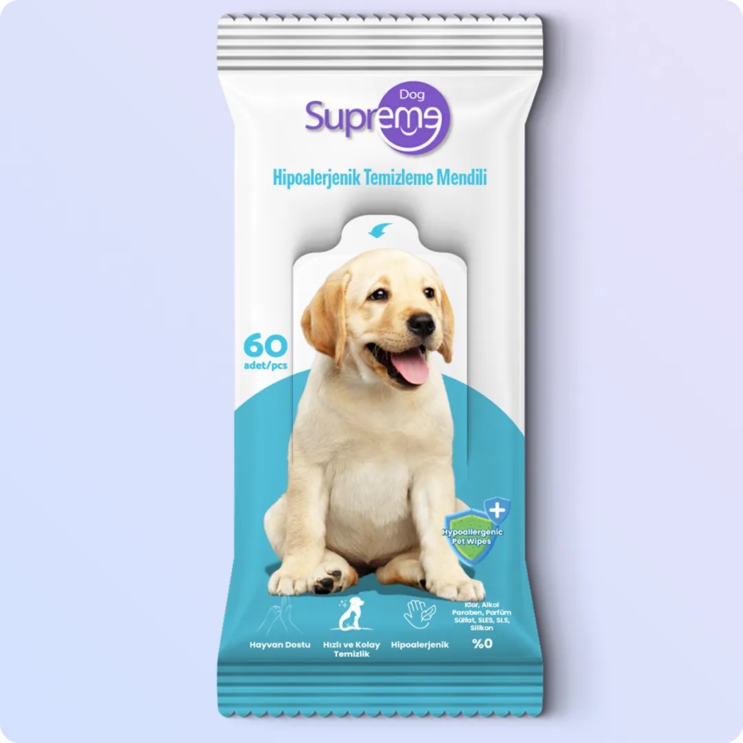 Supreme Dog Hypo-Allergenic Temizleme ve Bakım Mendili (60'lı)