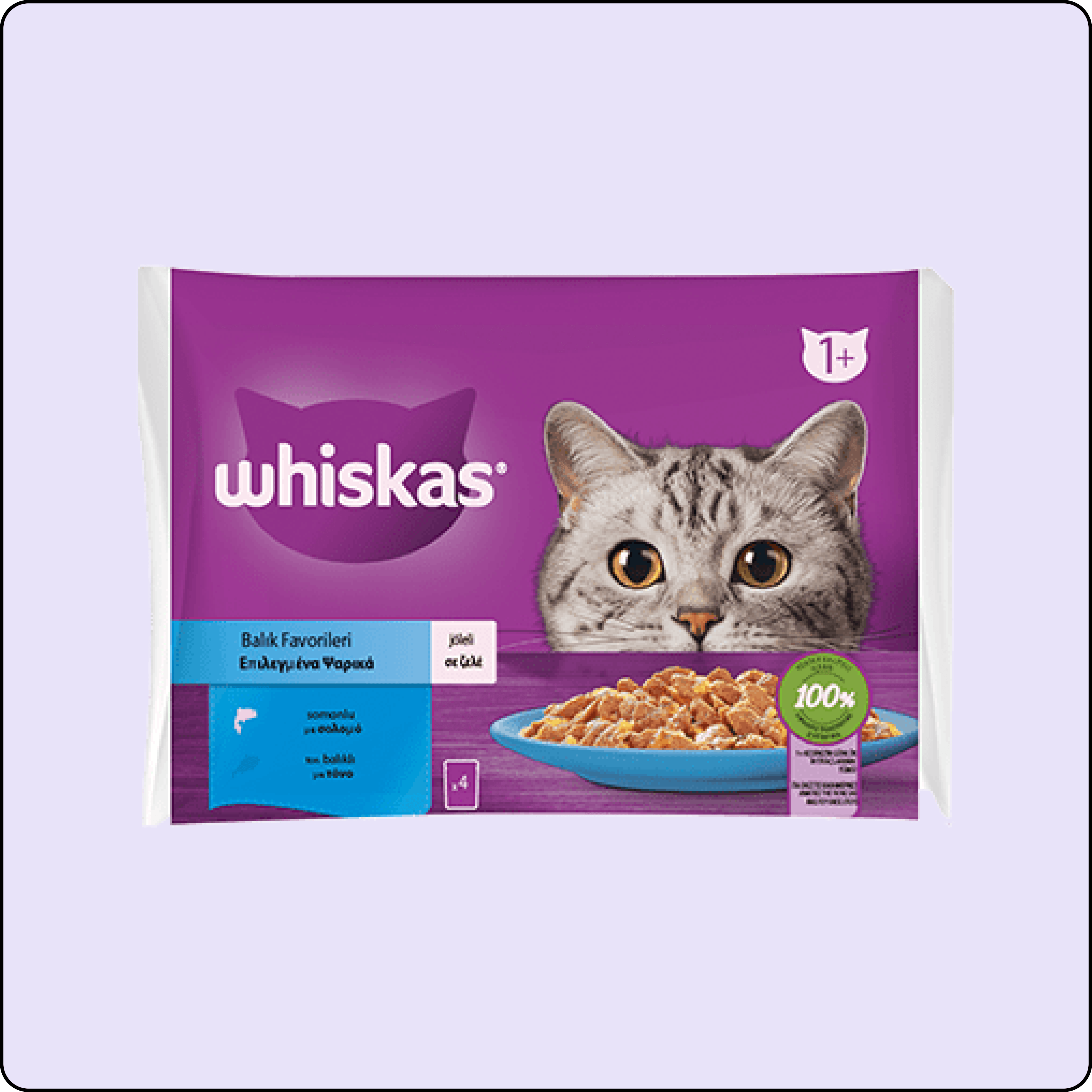 Whiskas Pouch Jöle İçinde Somonlu ve Ton Balıklı Yetişkin Kedi Konservesi 85gr (4'lü)