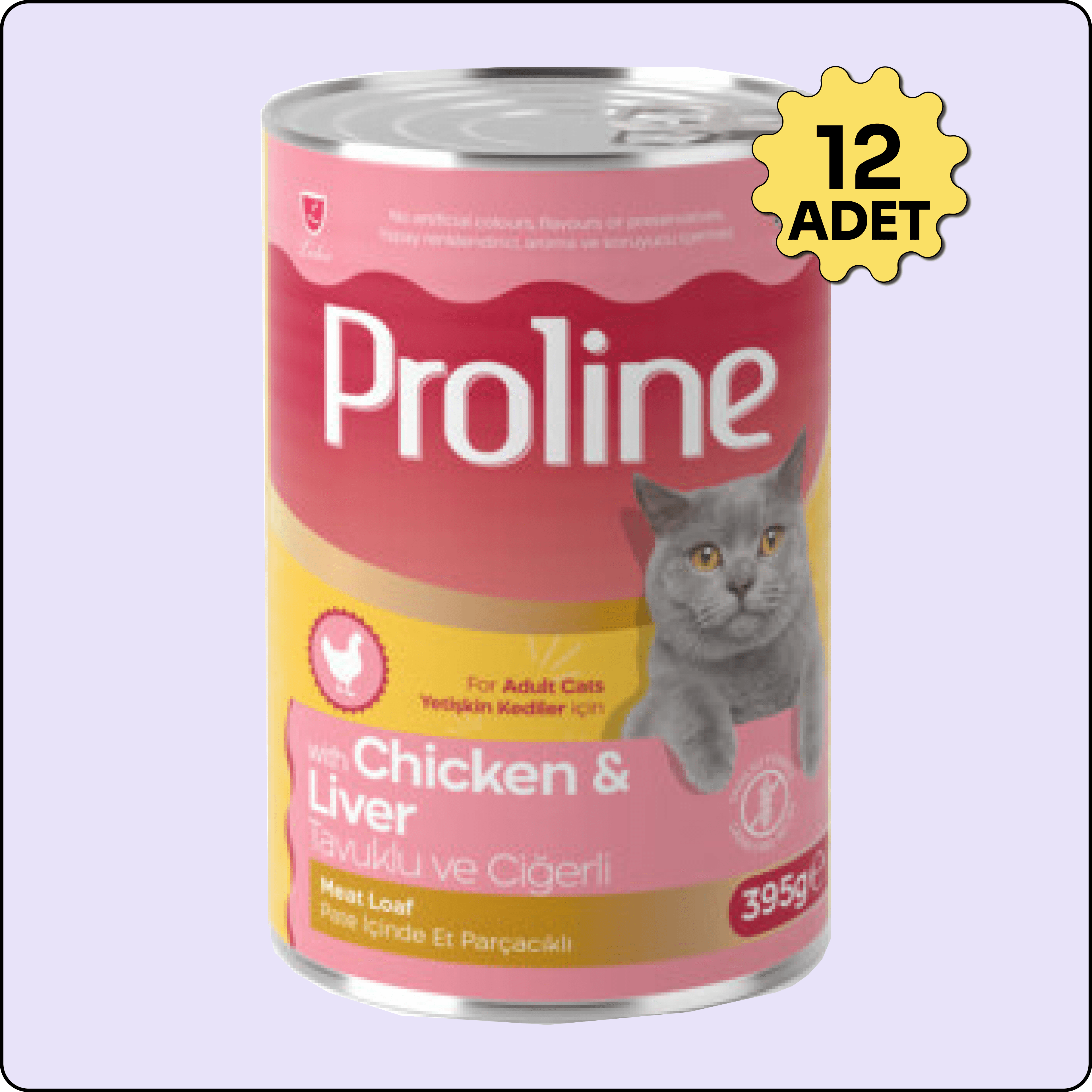 Proline Tavuklu ve Ciğerli Pate Yetişkin Kedi Konservesi 395 gr 12 Adet 