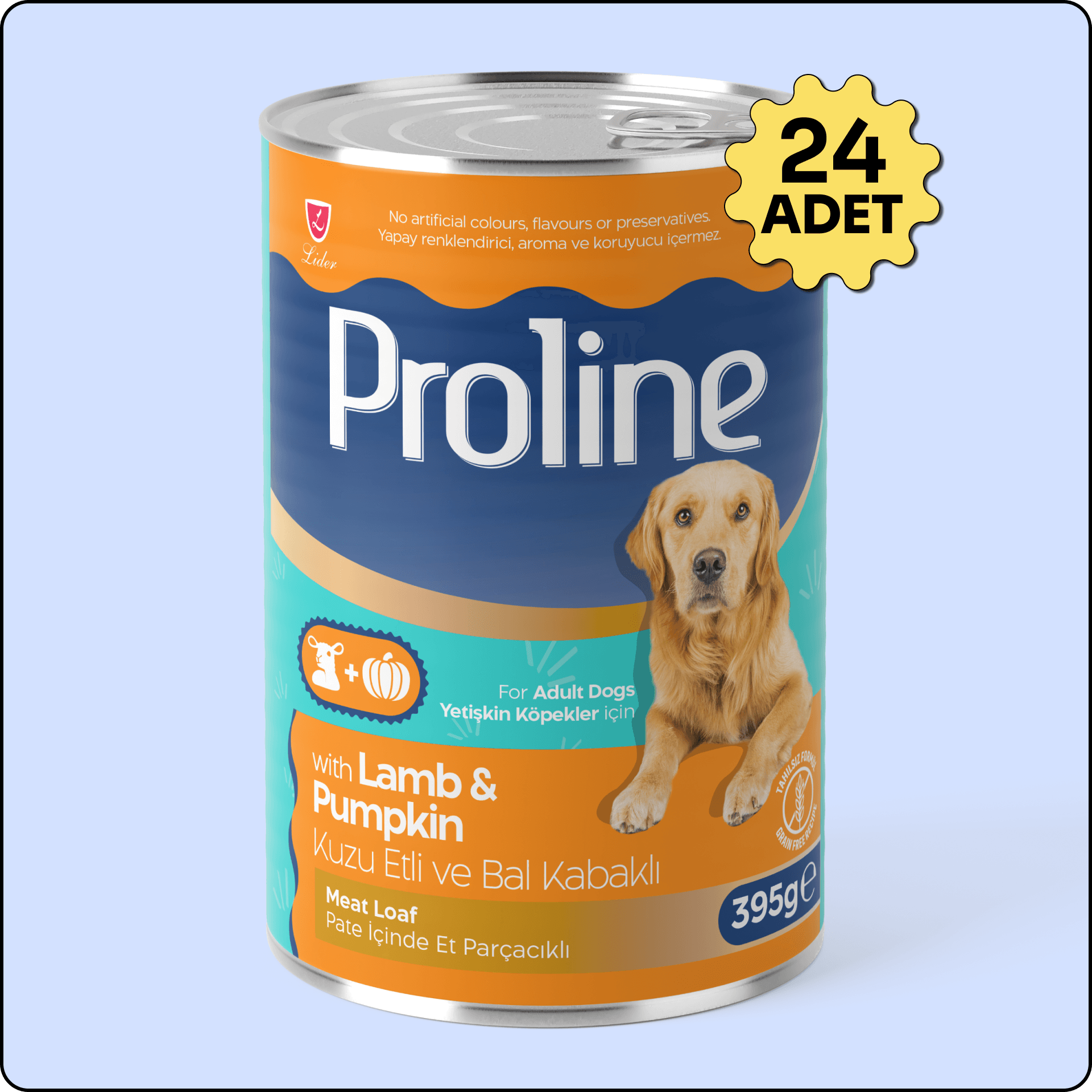 Proline Sos İçinde Parça Kuzu Etli ve Balkabaklı Yetişkin Köpek Konservesi 400 gr 24 Adet