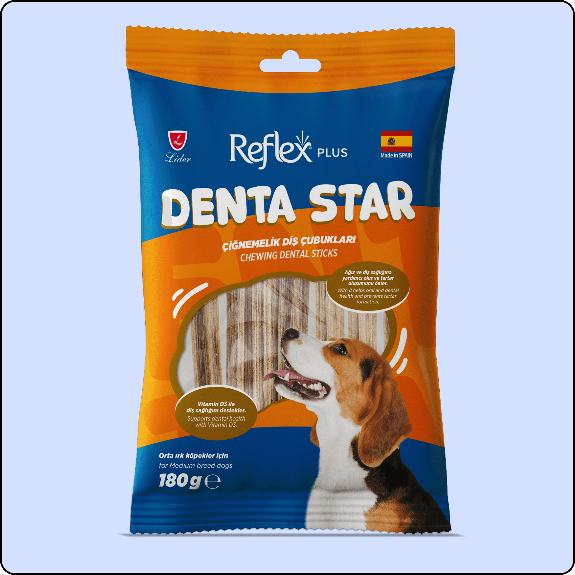 Reflex Plus Denta Star Diş Sağlığı Destekleyici Orta Irk Köpek Ödül Maması 180 gr