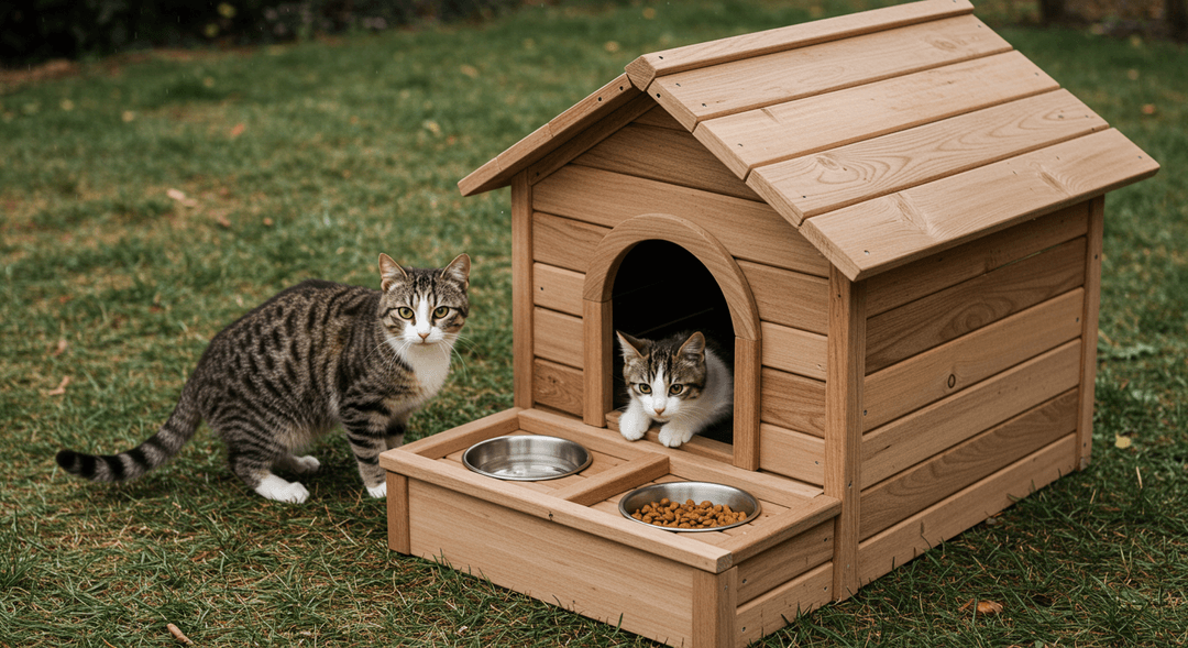 Kedi evlerine entegre edilen mama ve su alanları sayesinde yiyecekler donmaz veya yağmurdan zarar görmez, kediler her zaman temiz ve kuru mama-su kaynağına ulaşabilir.