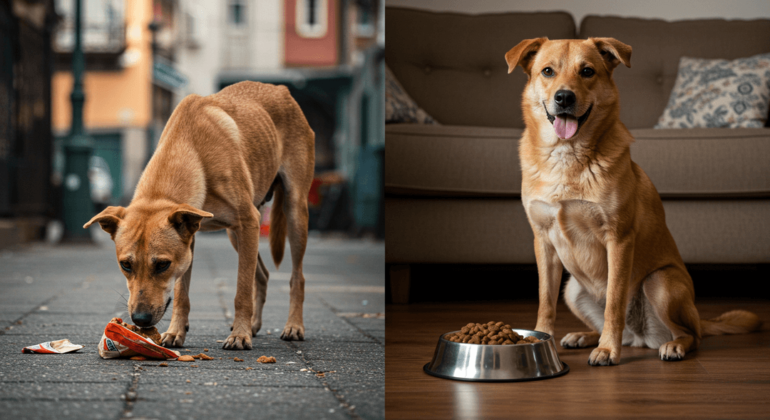 Bir sokak köpeği, ve ev köpeğinin iki farklı yaşam koşulları.