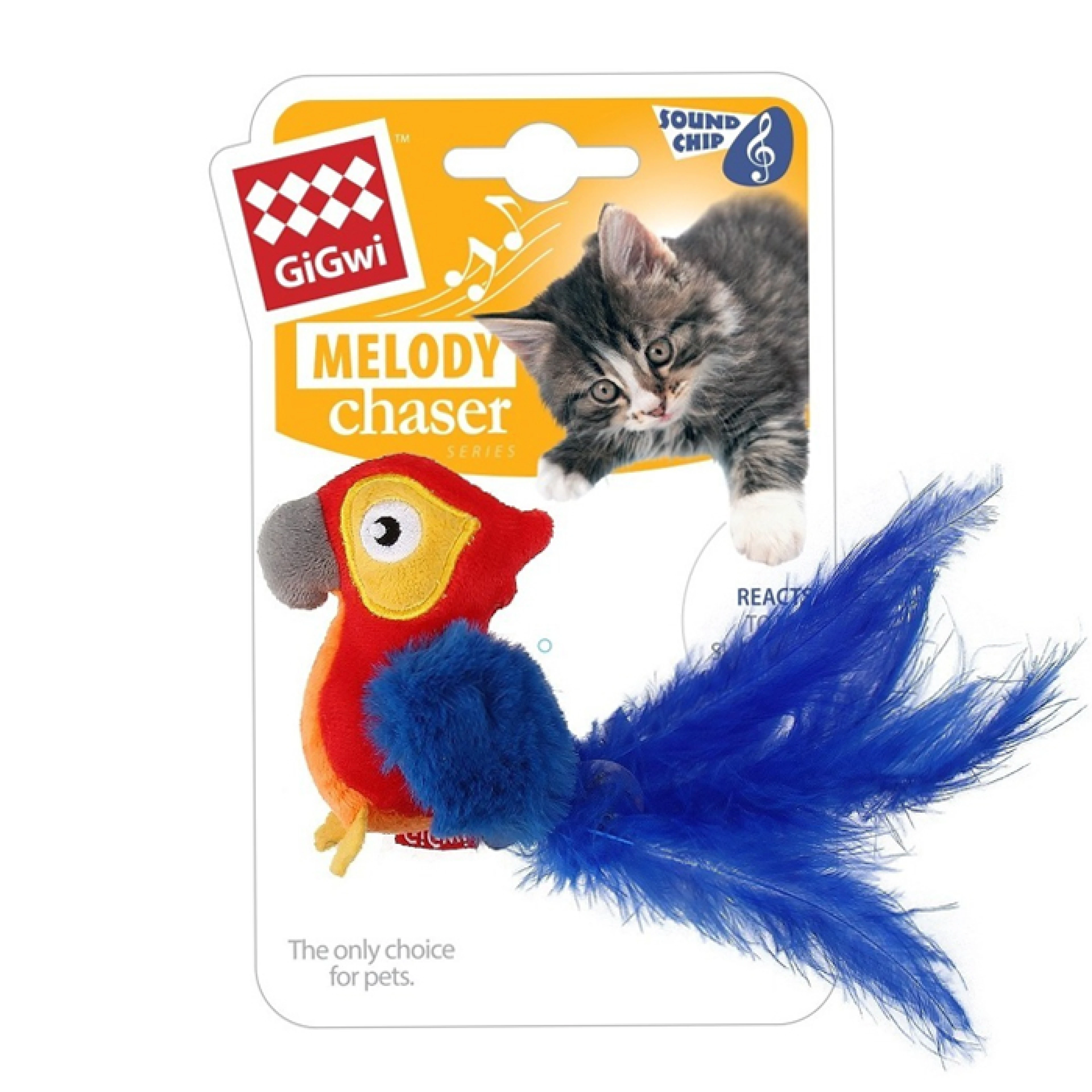 GiGwi Melody Chaser Peluş Makaw Papağan Sesli Kedi Oyuncağı 10 cm