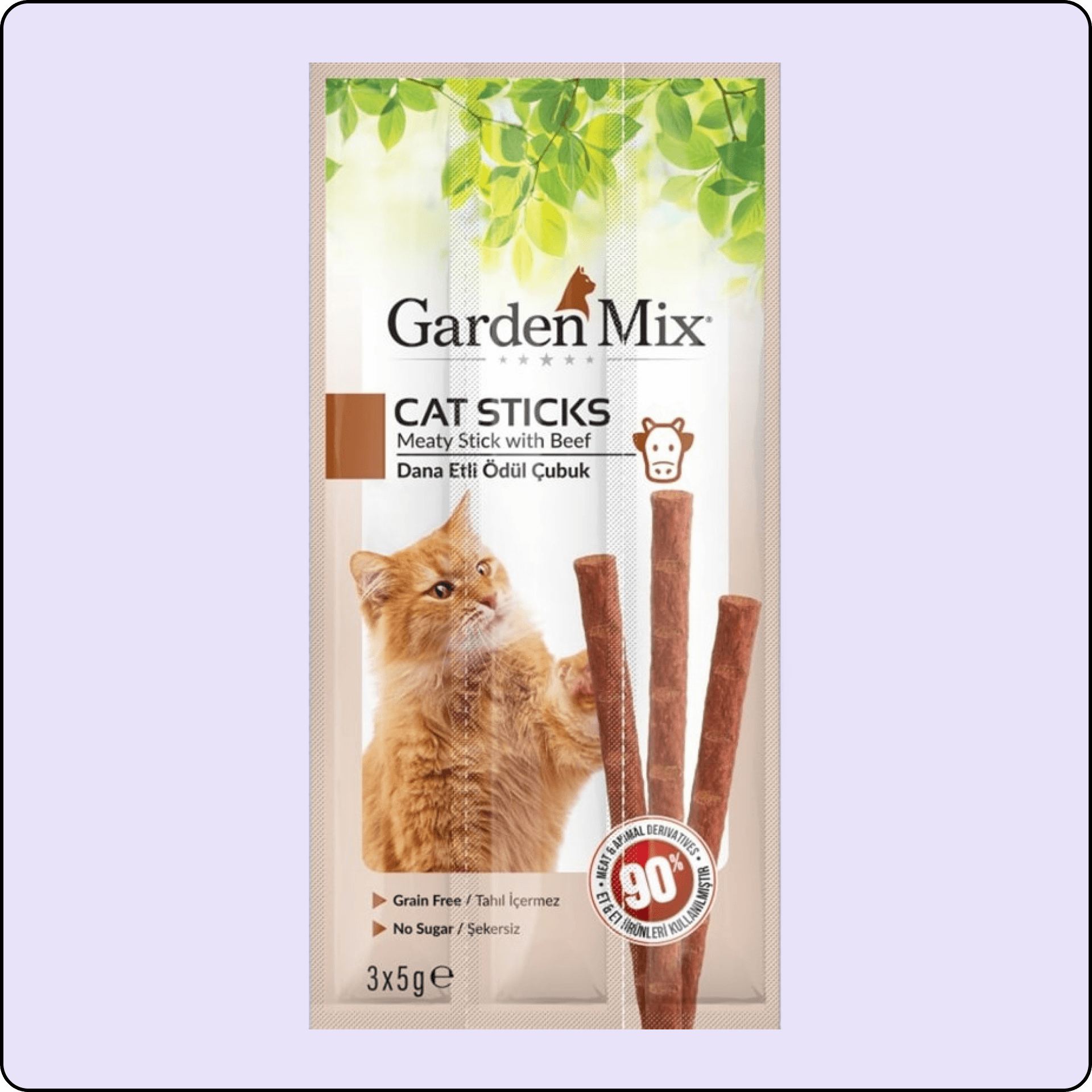 Garden Mix Dana Etli Tahılsız Kedi Ödül Çubuğu 15 gr (3'lü)