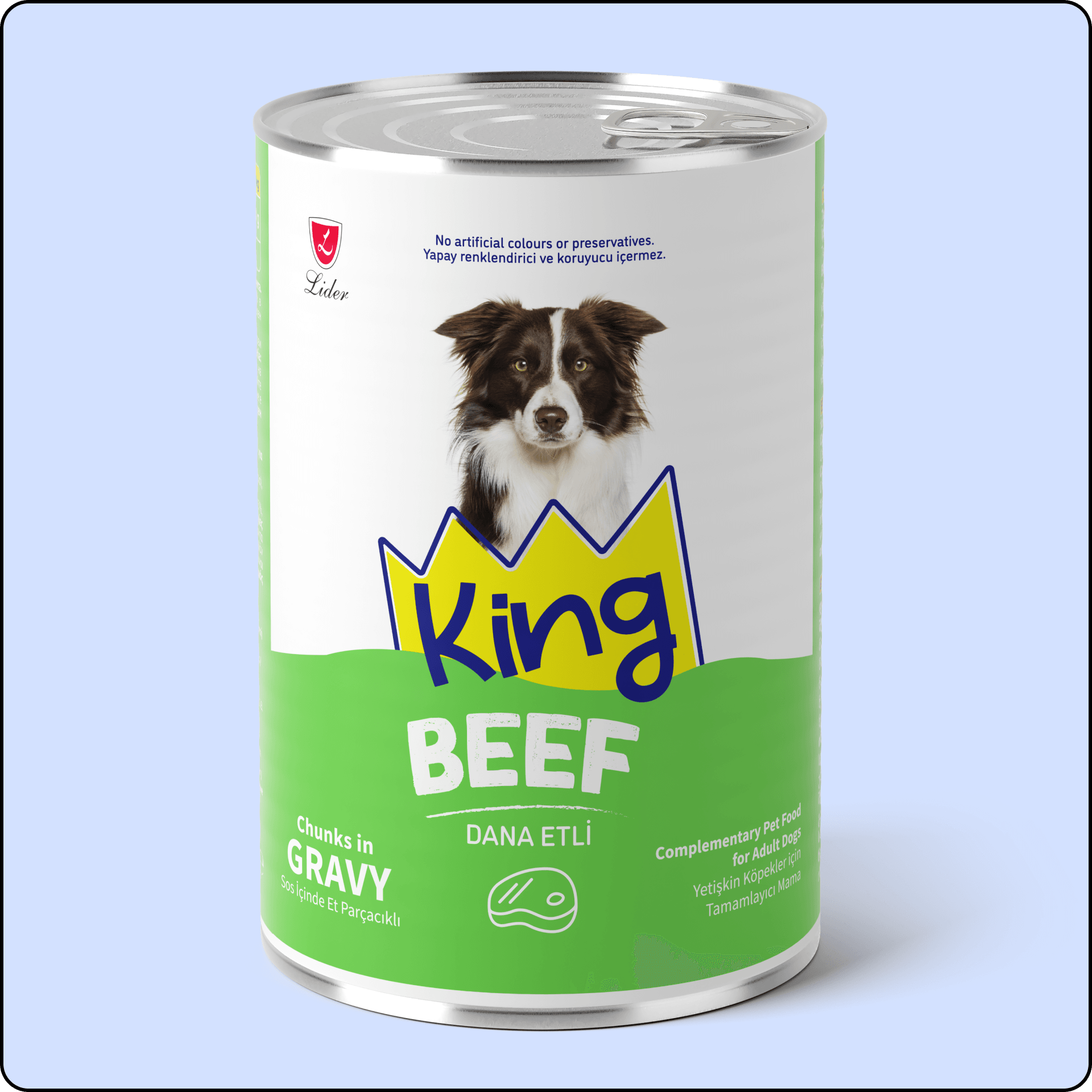 King Sos İçerisinde Et Parçacıklı Dana Etli Köpek Konservesi 400 gr