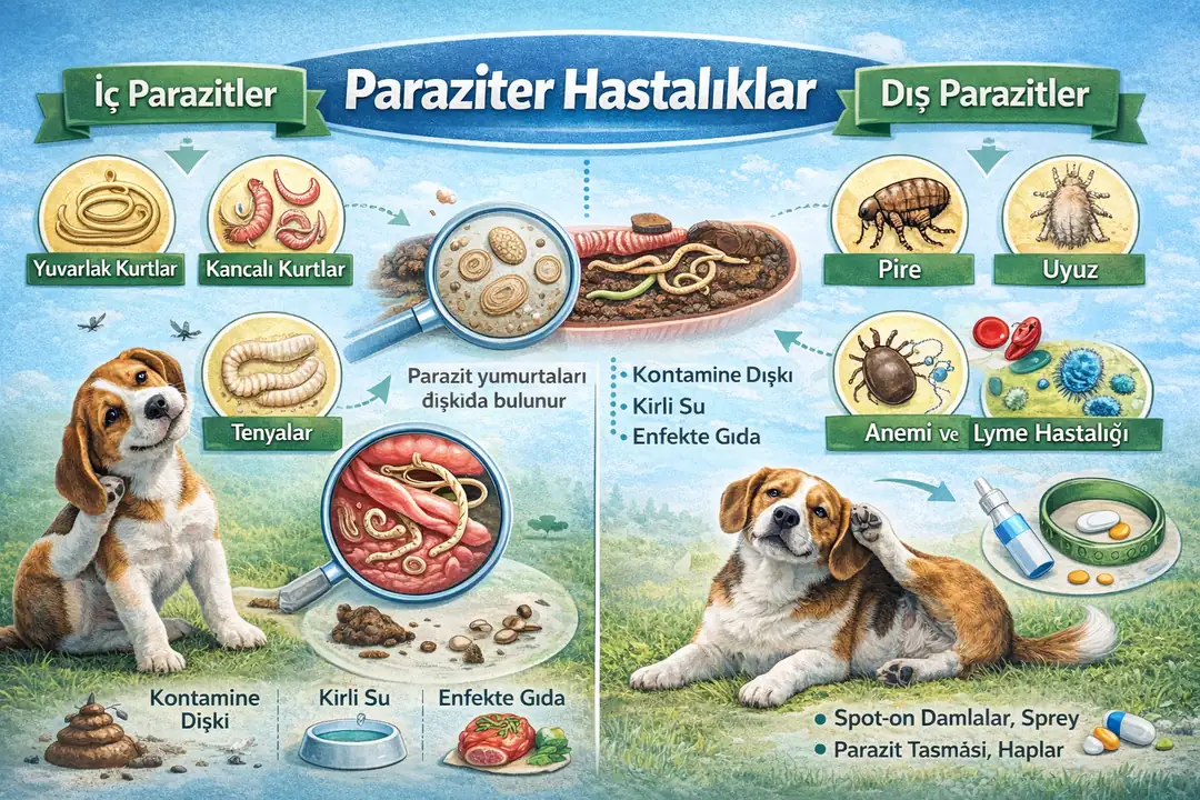 Parazitler hakkında bilgi gösteren şematik.&nbsp;