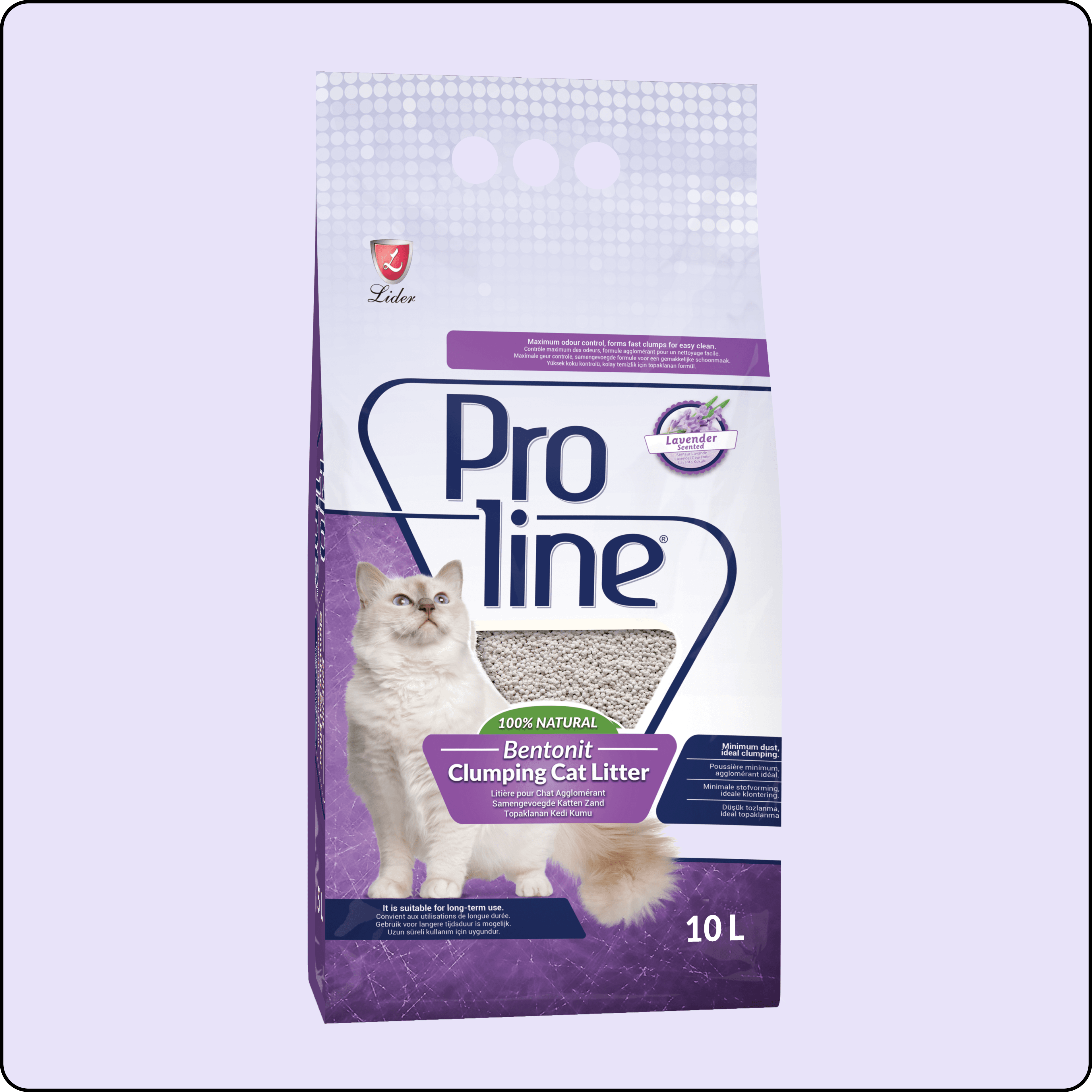 Proline Bentonit Lavanta Kokulu Topaklanan 10 Lt Kedi Kumu