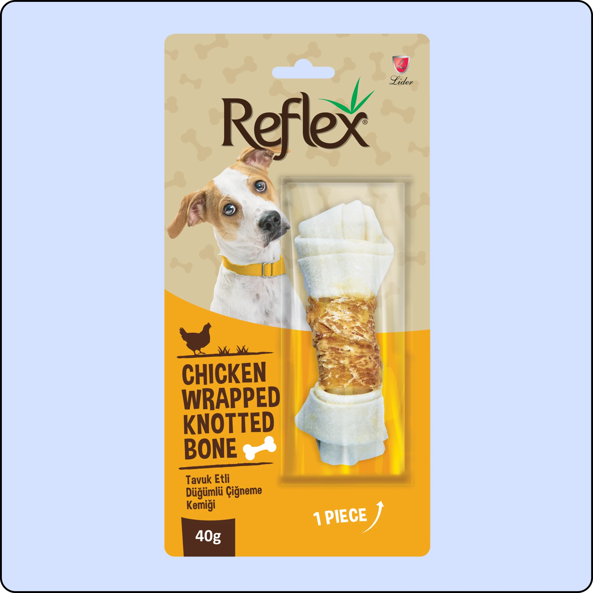 Reflex Tavuk Eti Sargılı Düğümlü Köpek Çiğneme Kemiği 40 gr