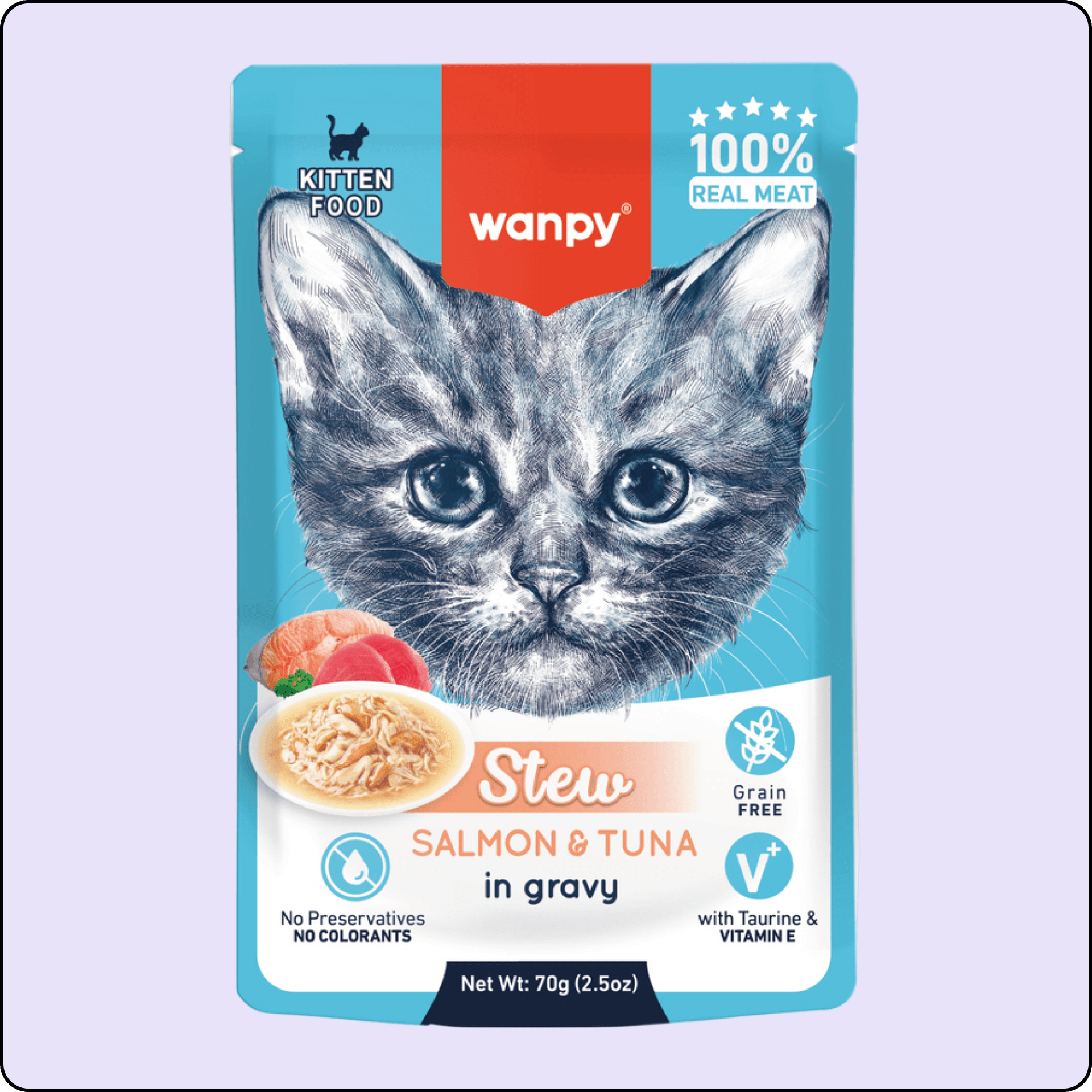 Wanpy Stew Sos İçinde Somon ve Ton Balıklı Yavru Kedi Konservesi 70 gr