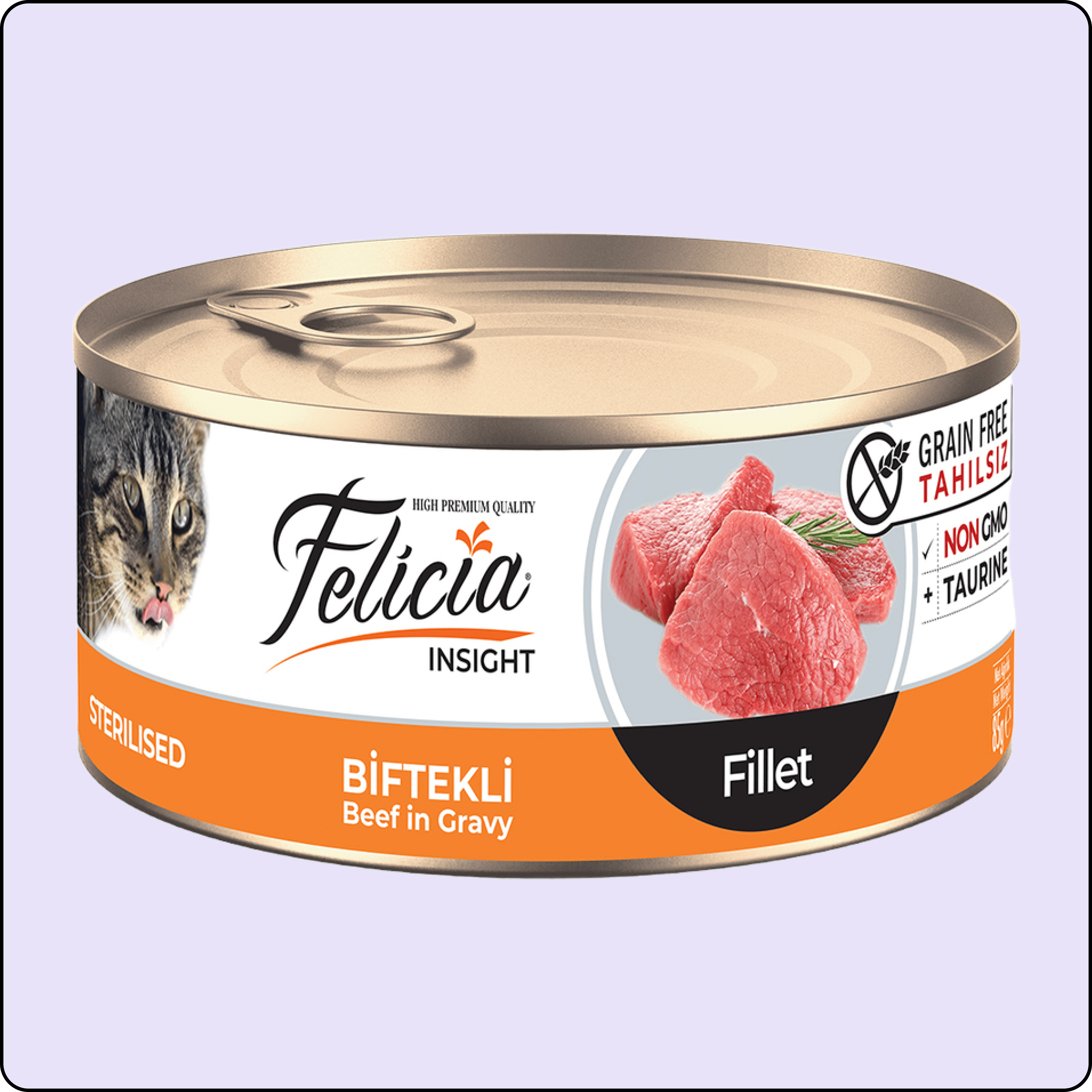 Felicia Fileto Biftekli Tahılsız Kısırlaştırılmış Kedi Konservesi 85 gr