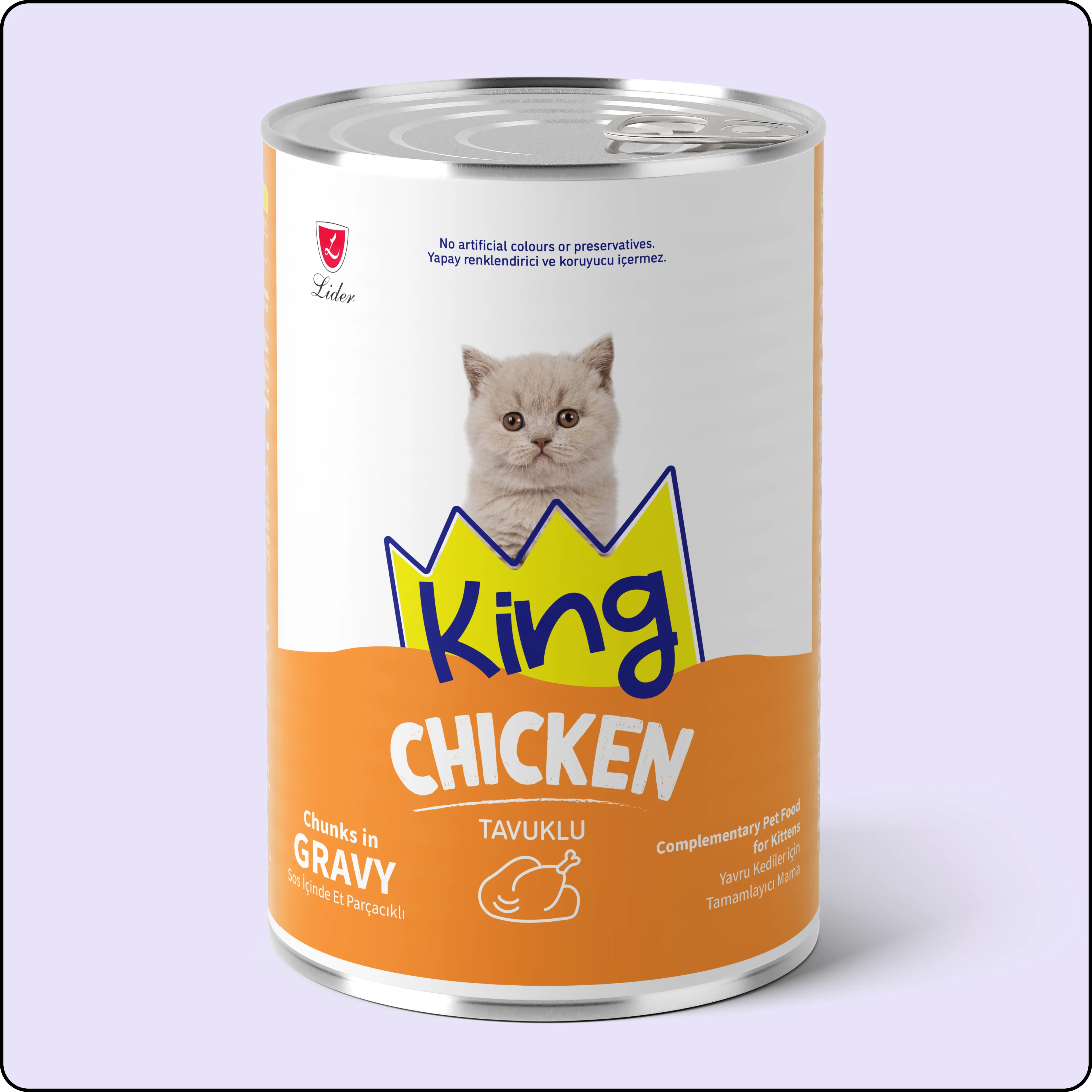 King Sos İçerisinde Et Parçacıklı Tavuklu Yavru Kedi Konservesi 400 gr