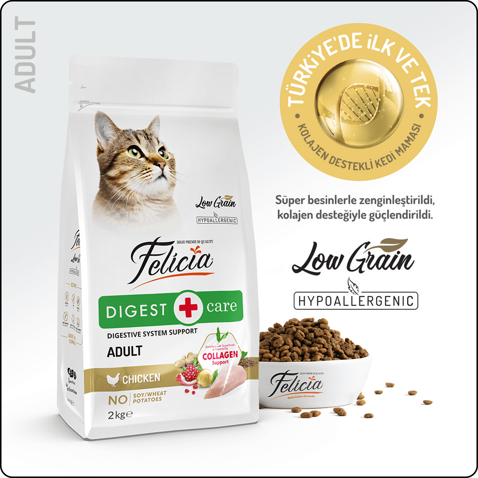 Felicia HypoAllergenic Az Tahıllı Tavuklu Yetişkin Kedi Maması 2 kg