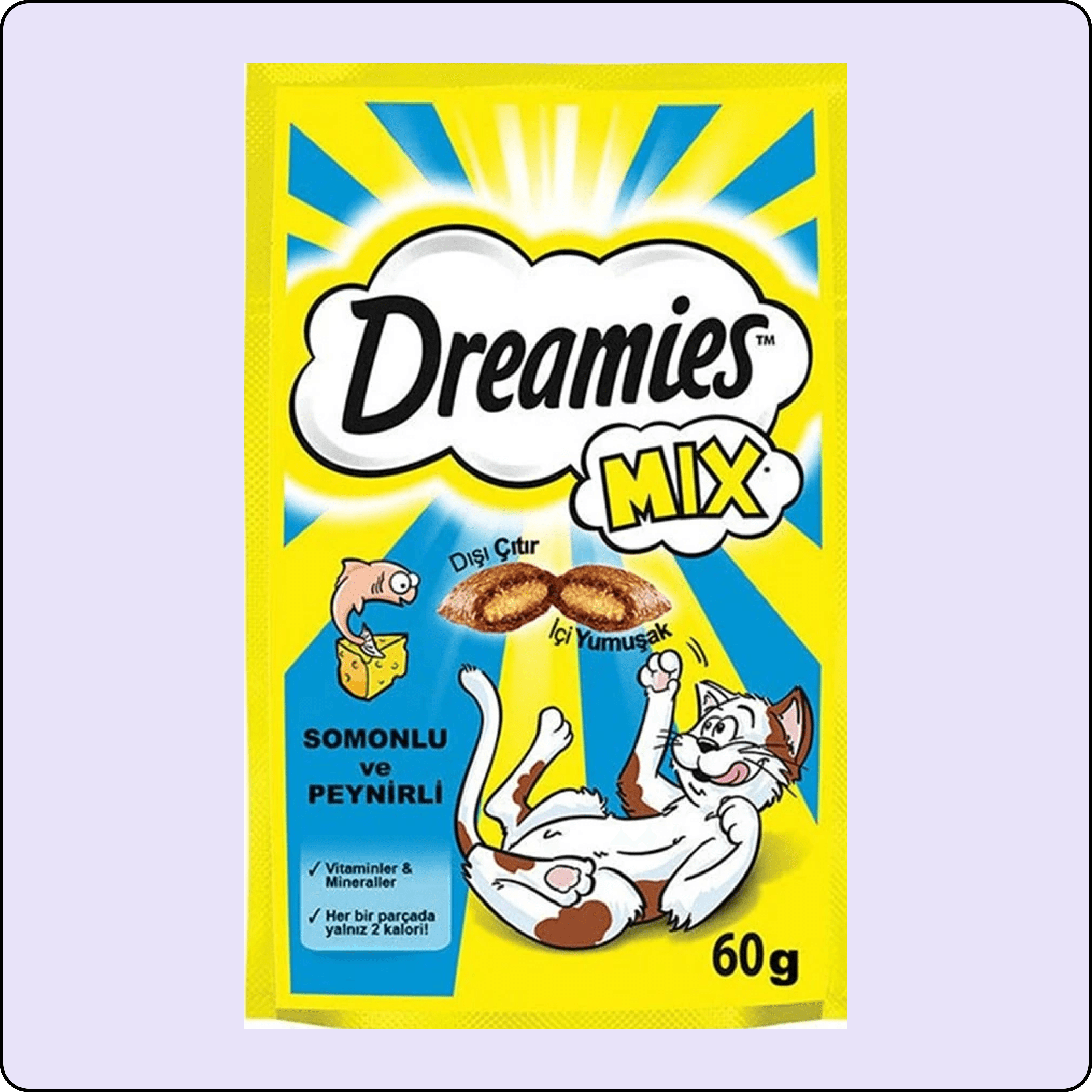 Dreamies Mix İç Dolgulu Somonlu ve Peynirli Kedi Ödül Bisküvisi 60 gr