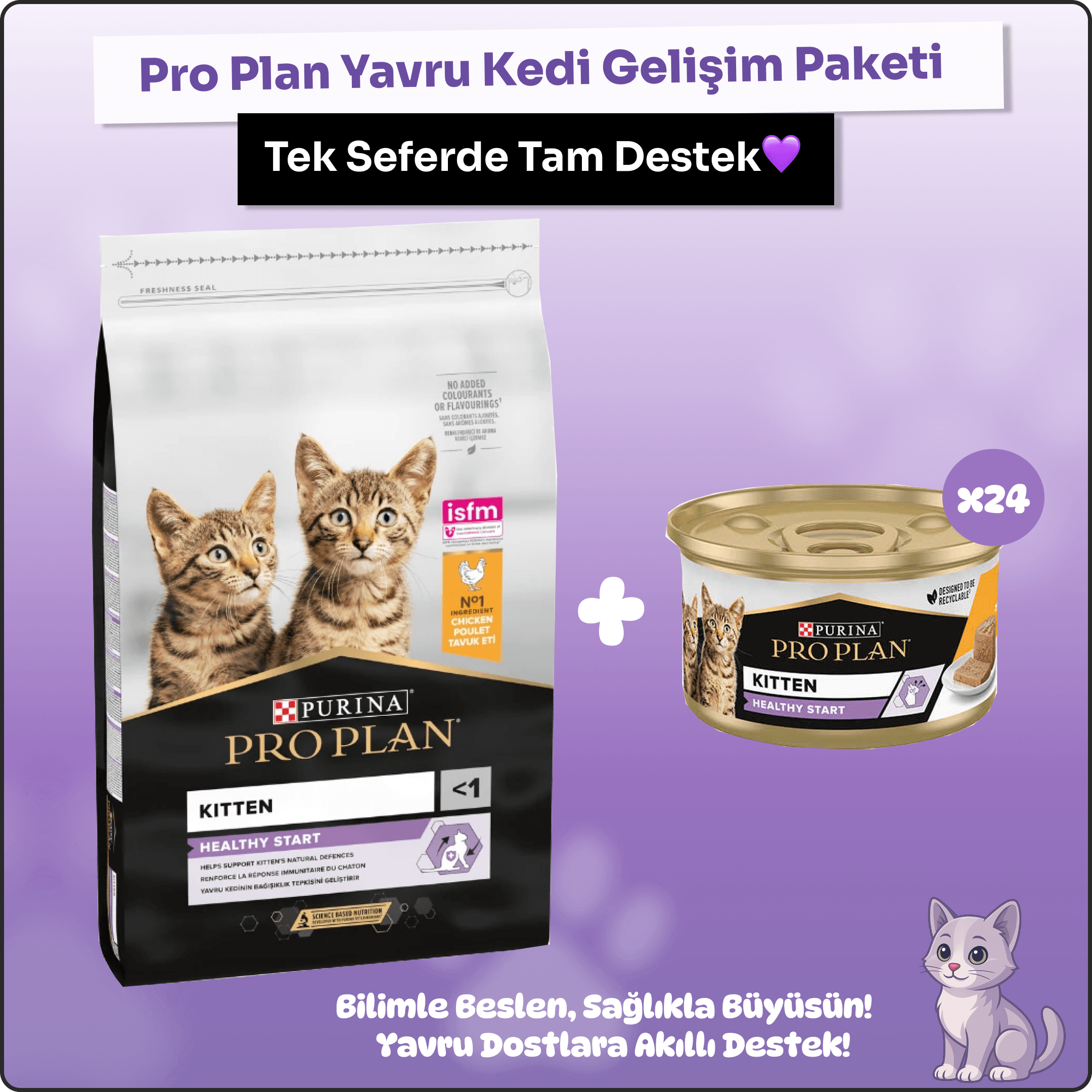 Pro Plan Kitten Akıllı Gelişim Paketi 10 kg + 24 Konserve