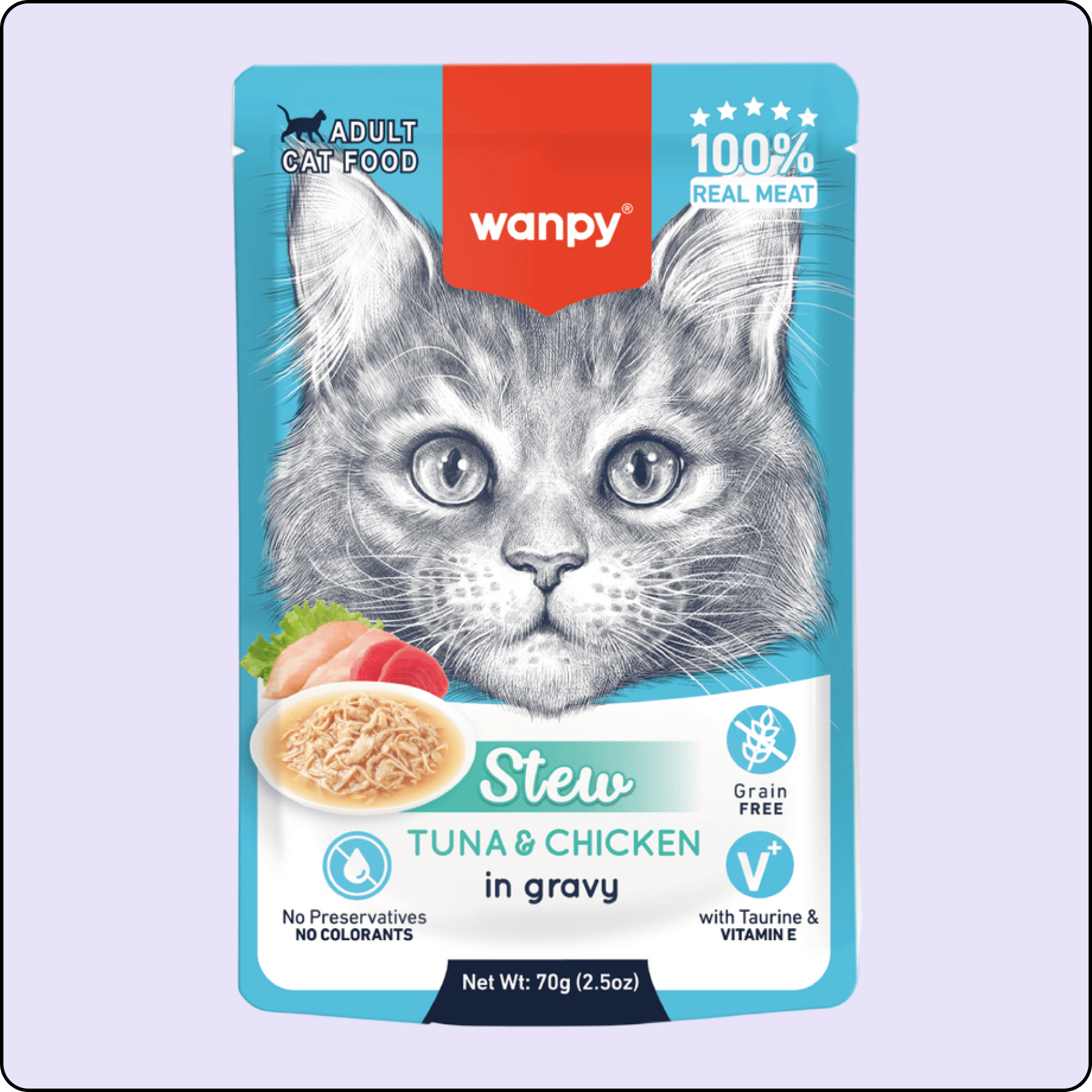 Wanpy Stew Sos İçinde Ton Balıklı ve Tavuklu Yetişkin Kedi Konservesi 70 gr