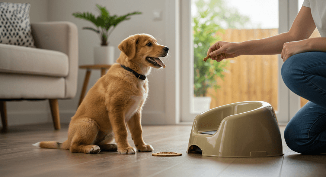 Tuvaletini doğru yere yapıp ödüllendirilen köpek . 