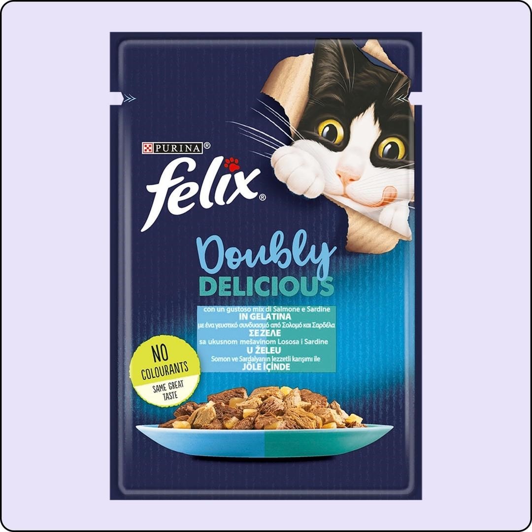 Felix Çifte Lezzet Somonlu ve Sardalyalı Yetişkin Kedi Konservesi 85 gr 26'lı